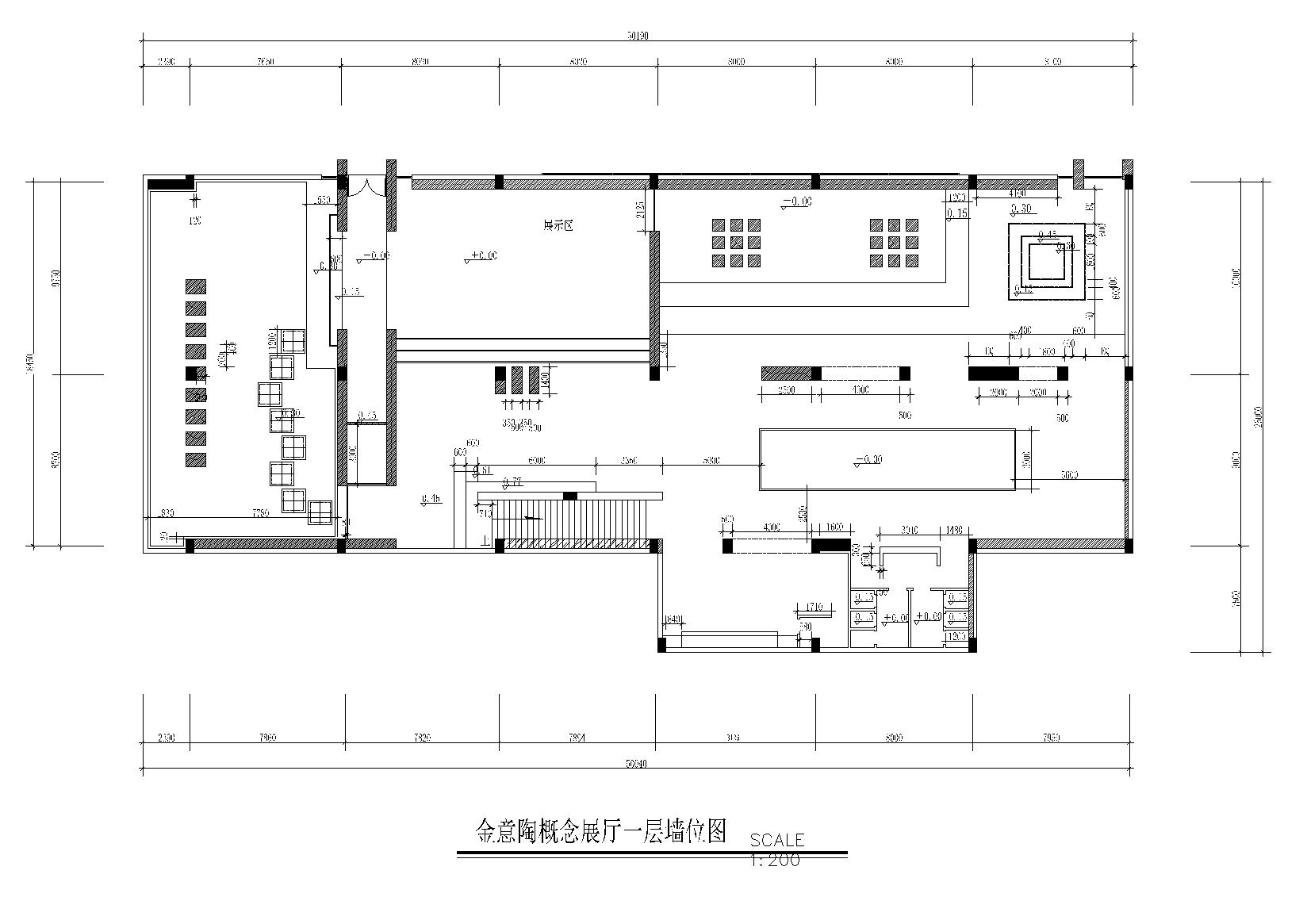 KITO某概念展厅艺术思想馆施工图+建筑外观-隔墙尺寸图10