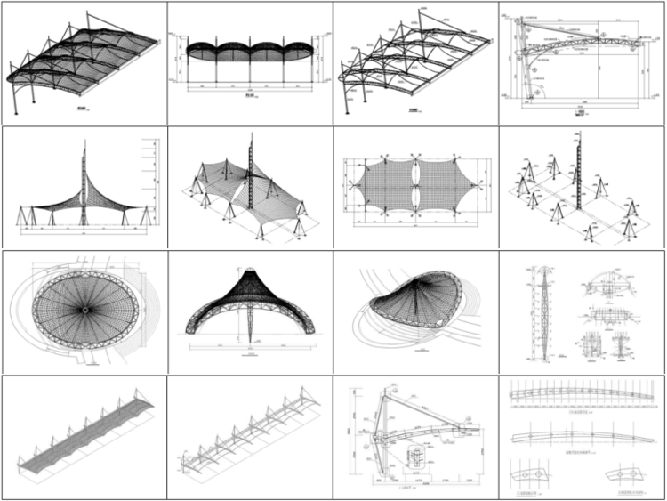 10篇膜结构施工图汇总-膜结构图纸