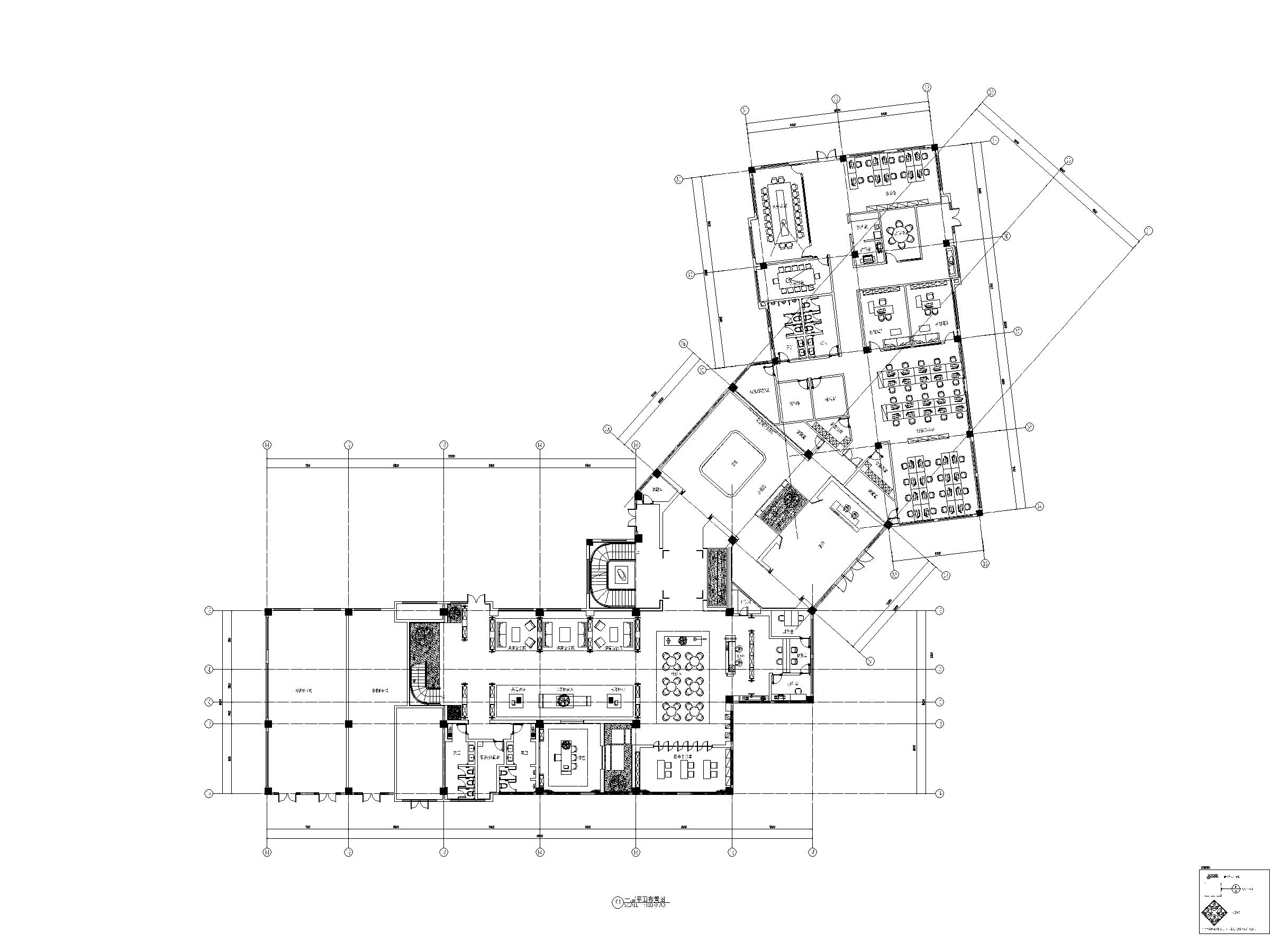 无锡中式风格二层售楼处施工图_附方案文本-01一层平面布置图