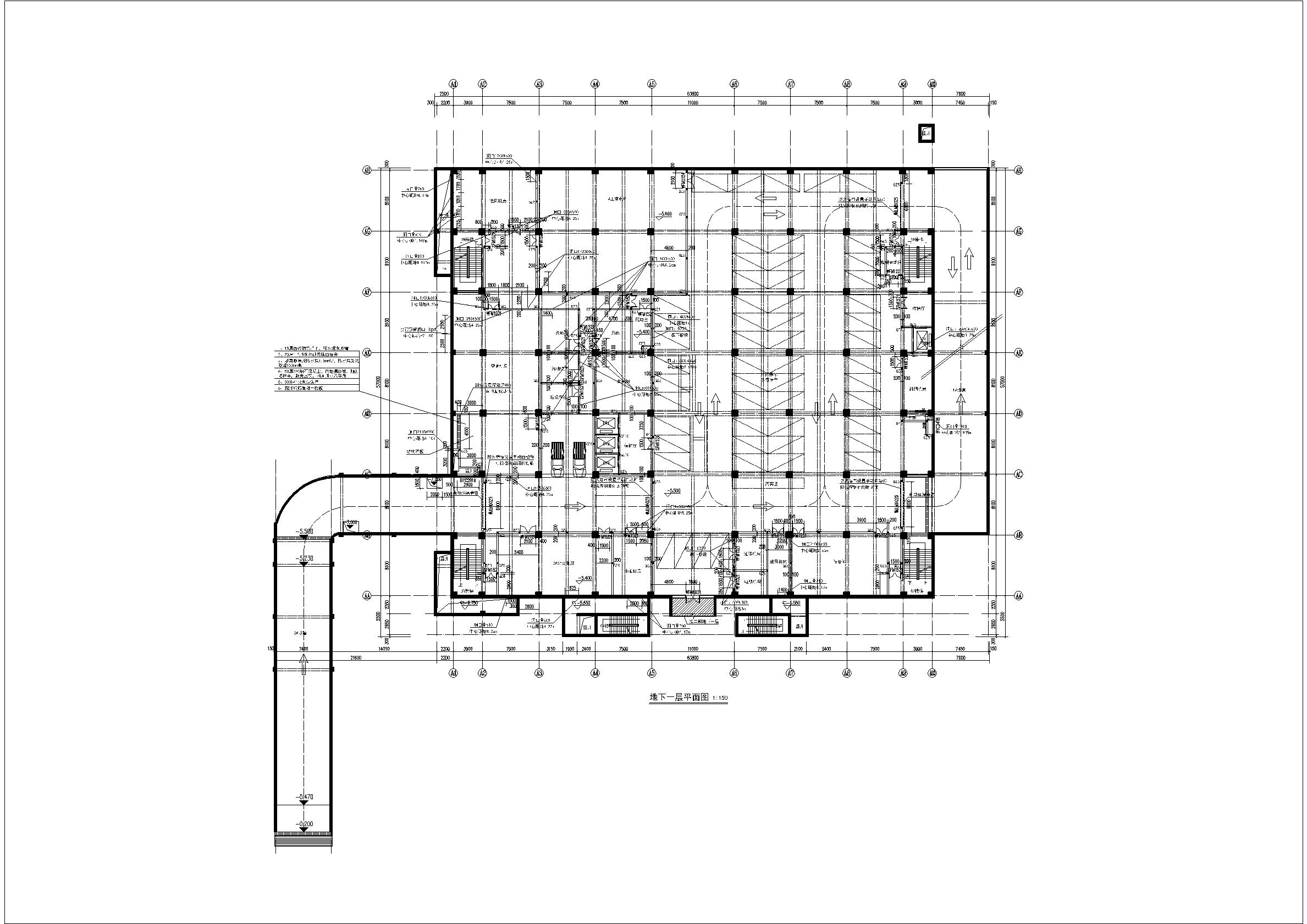 宣化中医院门诊楼建筑施工图-地下一层平面图