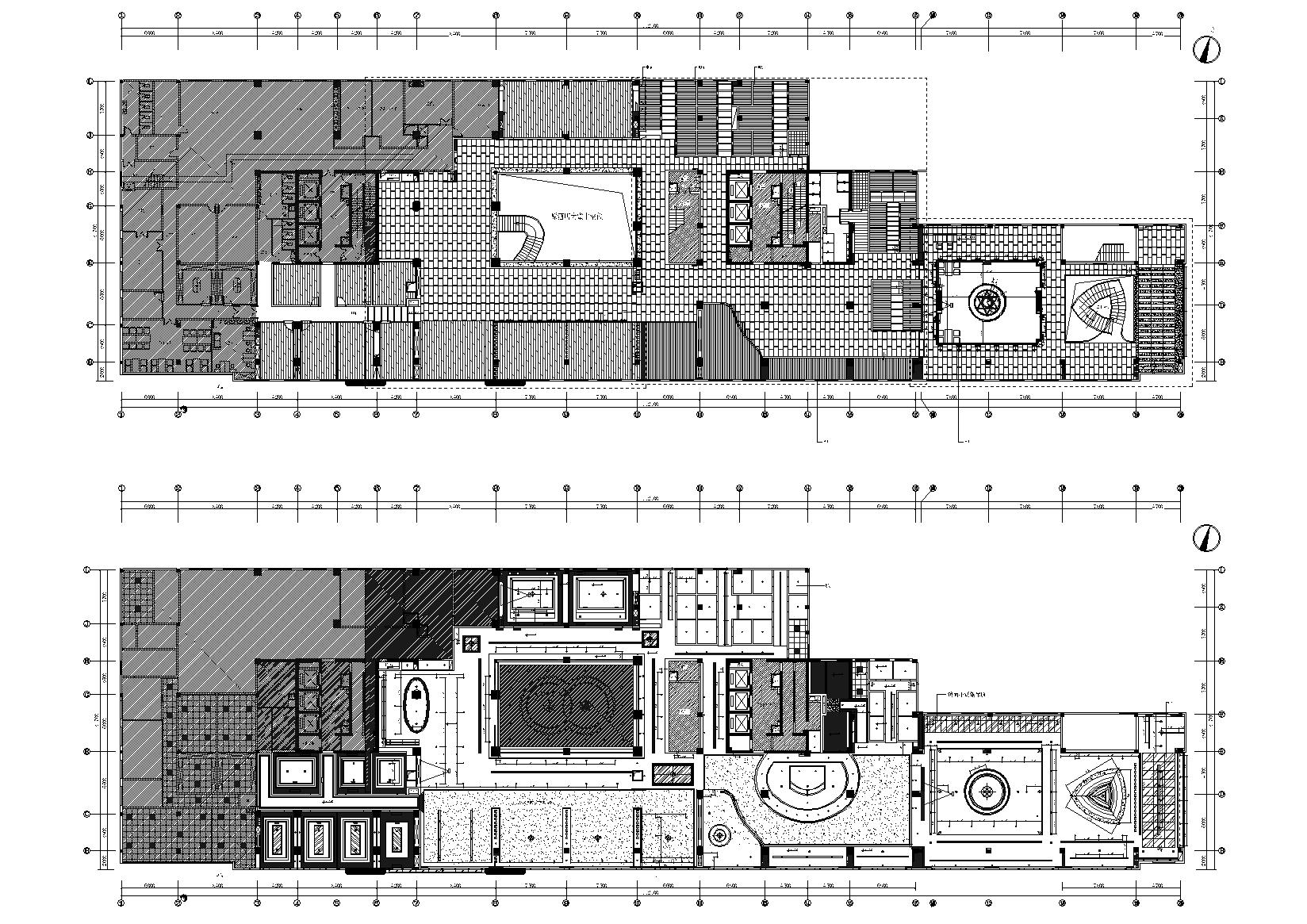 [武汉]邦可西餐厅咖啡厅室内装饰设计施工图-地坪尺寸，天花灯具尺寸图
