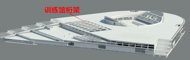 工业园区体育中心项目游泳馆钢结构施工方案-54训练馆屋面桁架位置示意