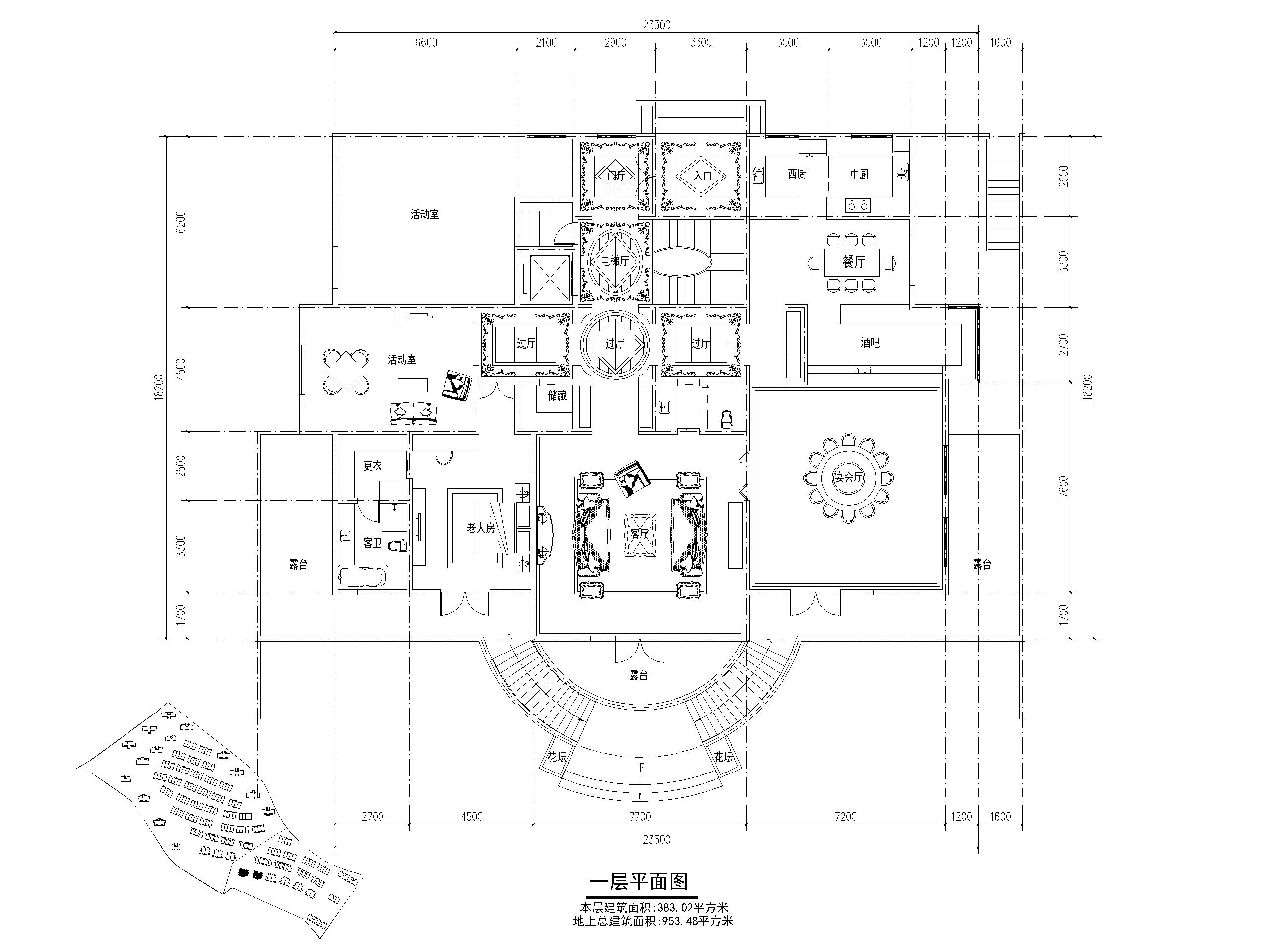33套独栋别墅建筑平面户型设计（CAD）-独栋别墅户型1