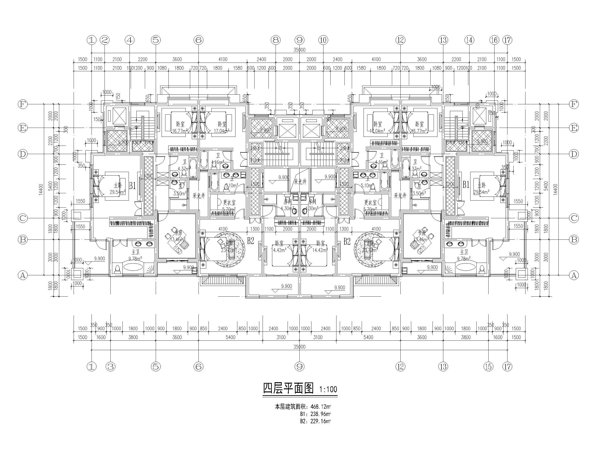 90套联排独栋别墅平面户型设计（CAD）-联排独栋别墅平面户型设计1