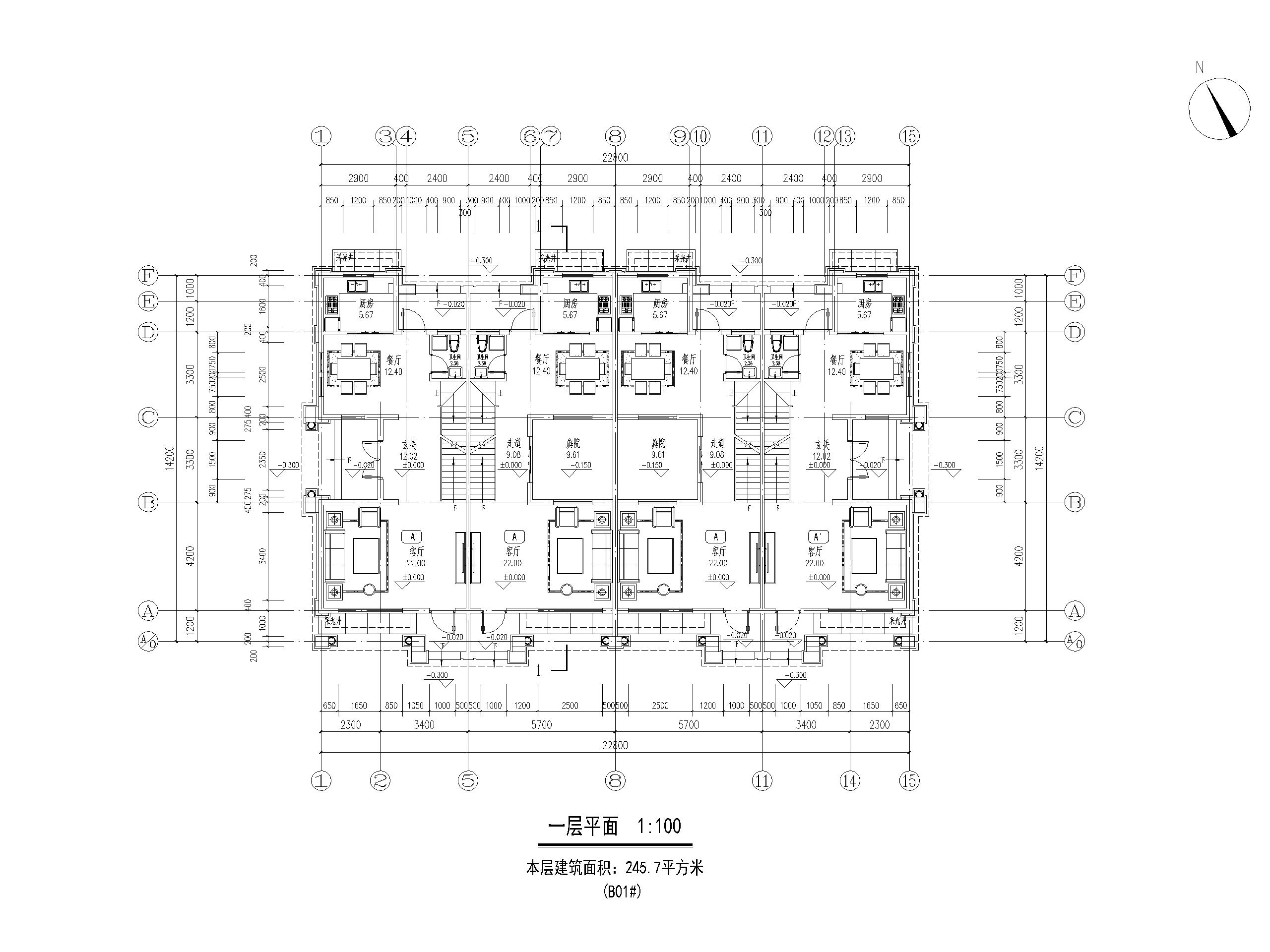 90套联排独栋别墅平面户型设计（CAD）-联排独栋别墅平面户型设计3