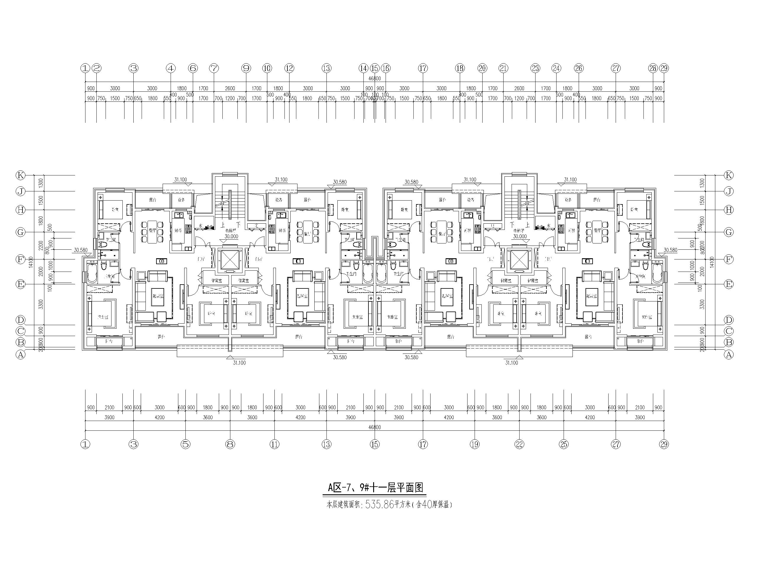 34套小高层住宅三室户户型图设计(8~15层)-小高层住宅三室户户型图设计2