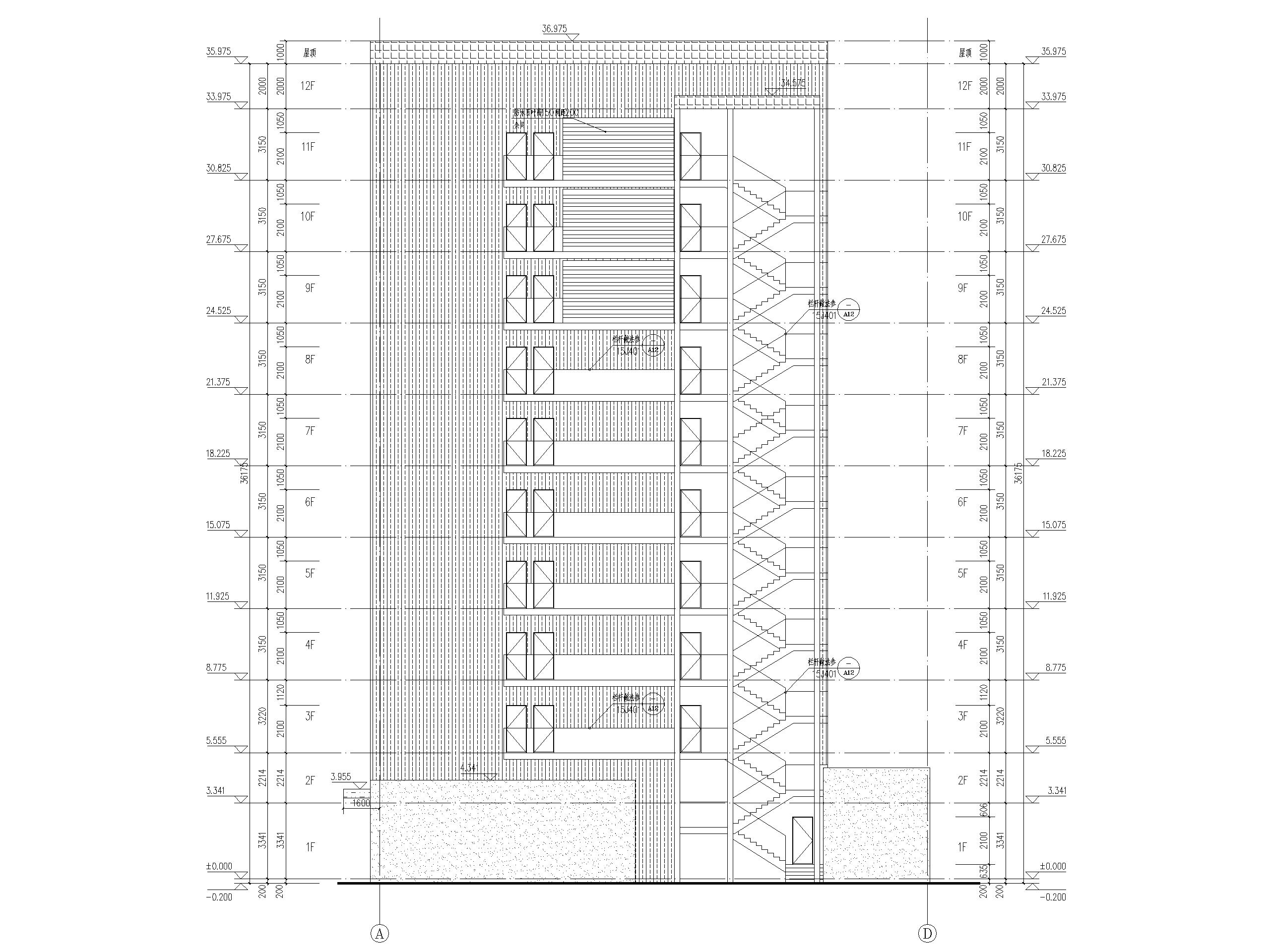 [北京]立体车库工程项目全套施工图-立面图3