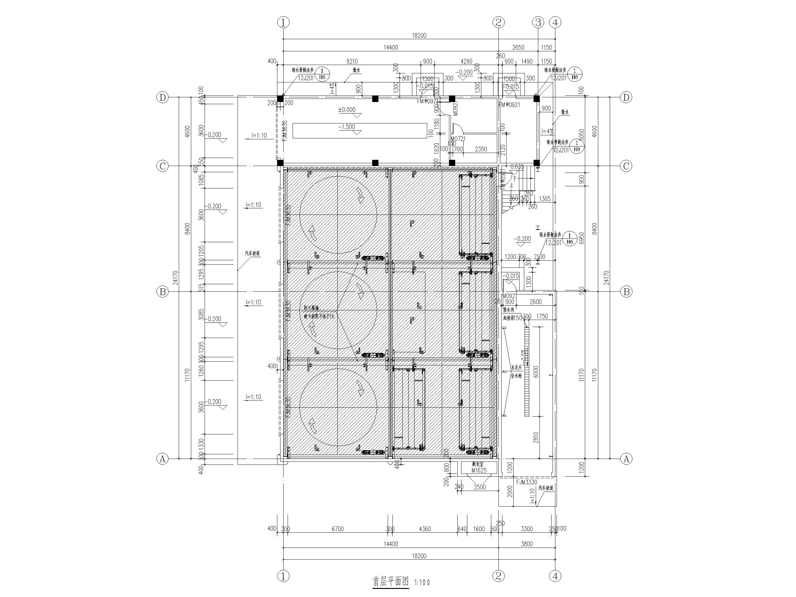 [北京]立体车库工程项目全套施工图-首层平面图