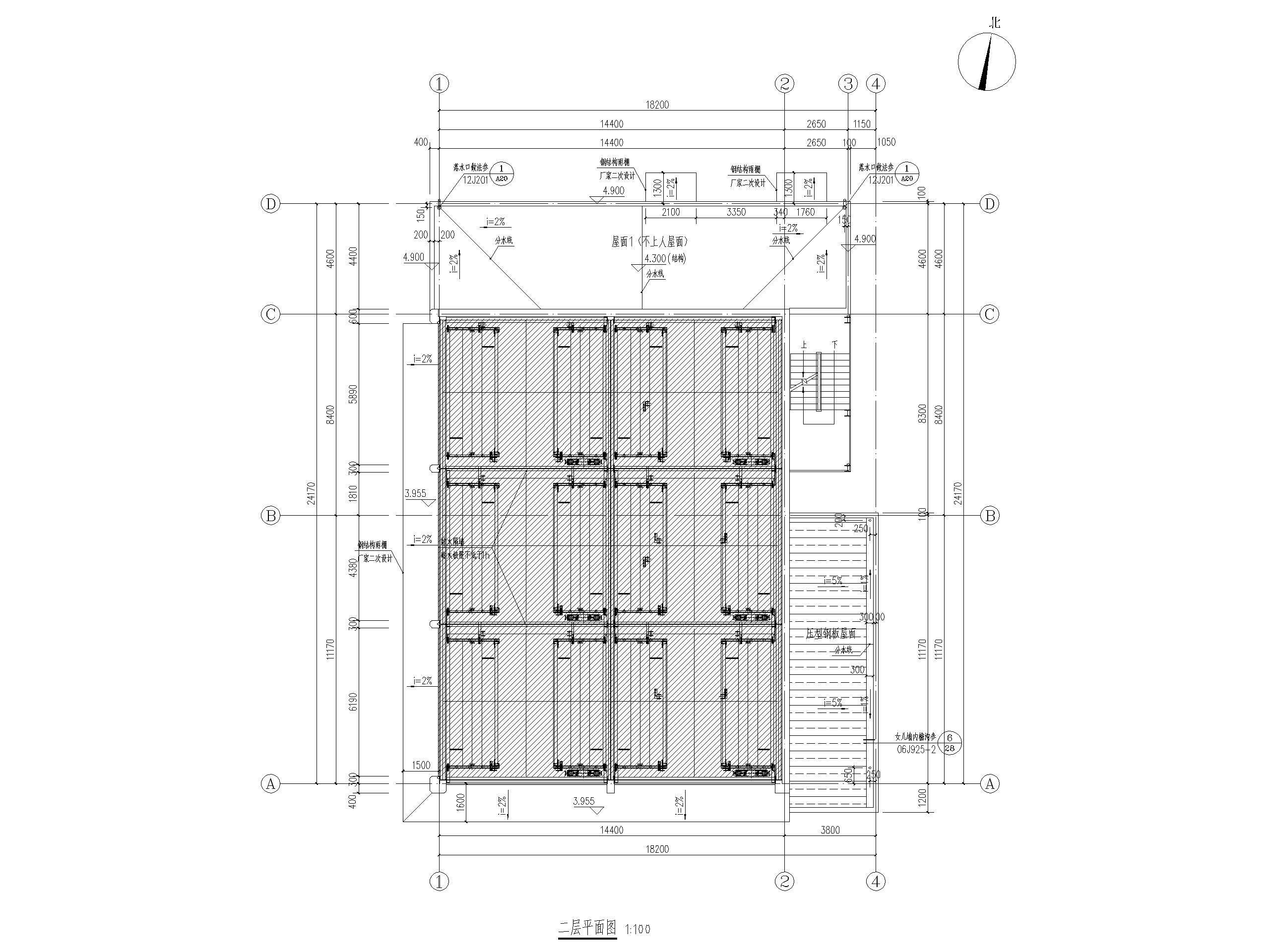 [北京]立体车库工程项目全套施工图-二层平面图