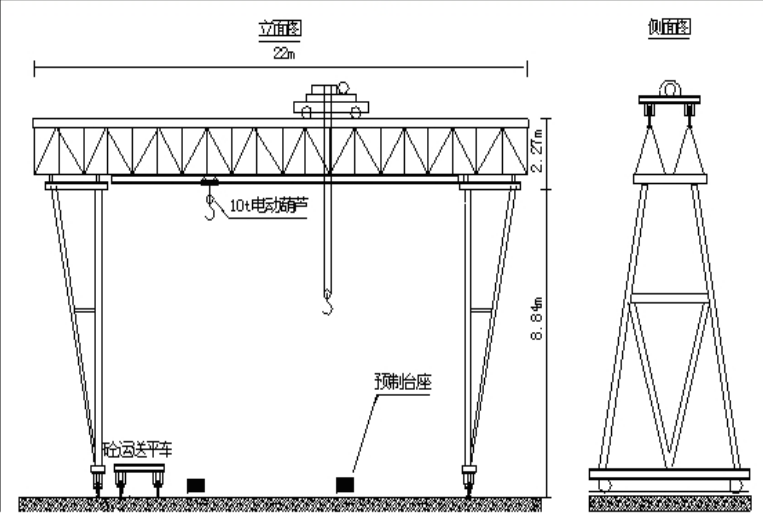 桥梁施工组织设计计划与施工进度方案-预制场龙门架图