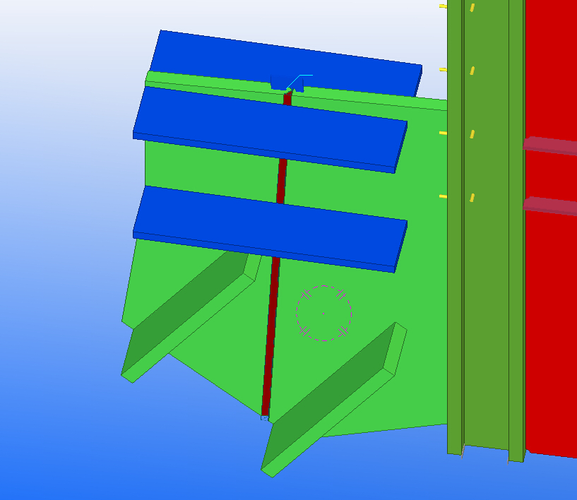主塔楼伸臂桁架核心筒钢结构施工专项方案-81SC1伸臂牛腿分段（红线为分段线）