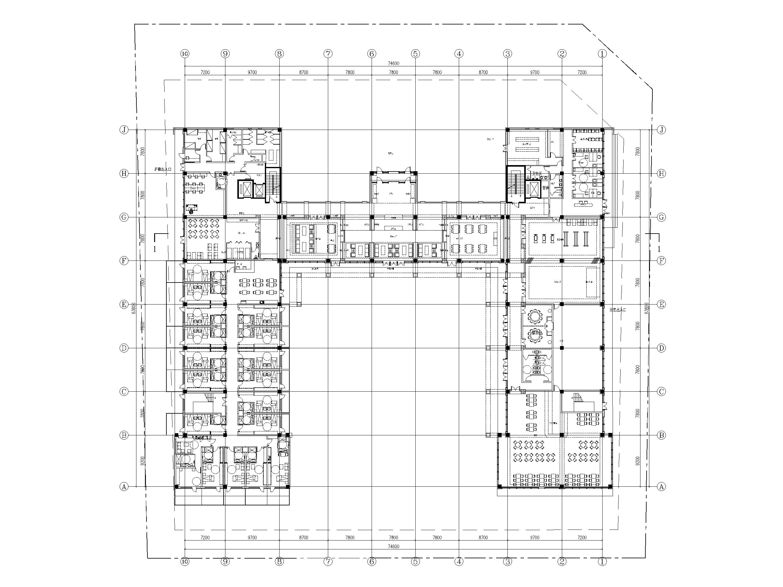 三层养老院建筑方案图（CAD）-首层平面图