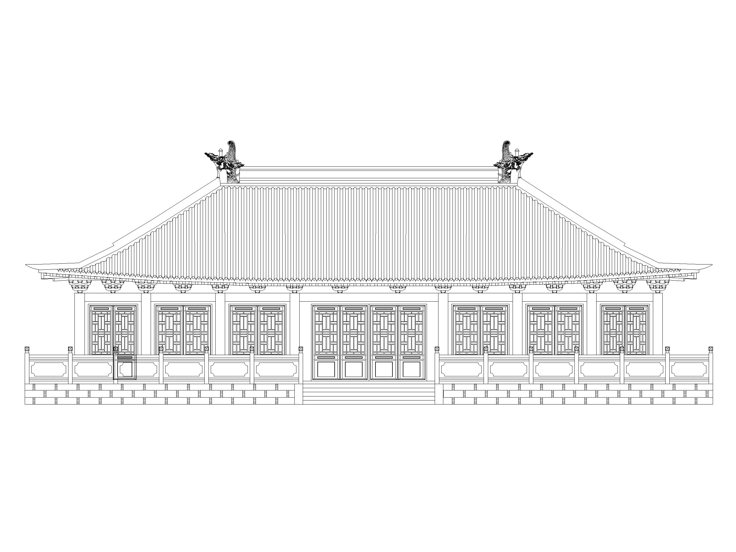 公墓园设计建筑施工图（CAD）-人文文化展览馆立面图