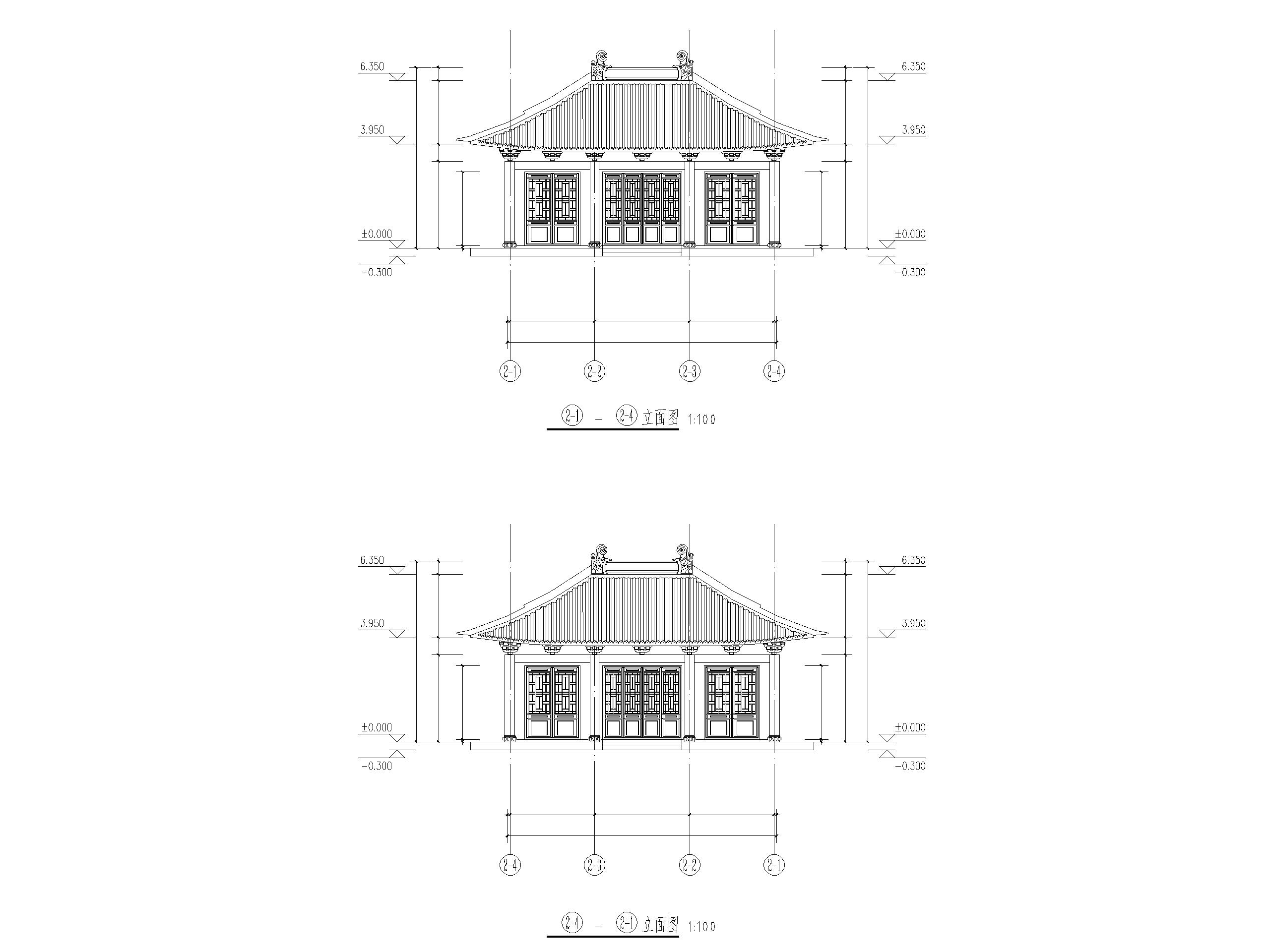 公墓园设计建筑施工图（CAD）-业务室立面图