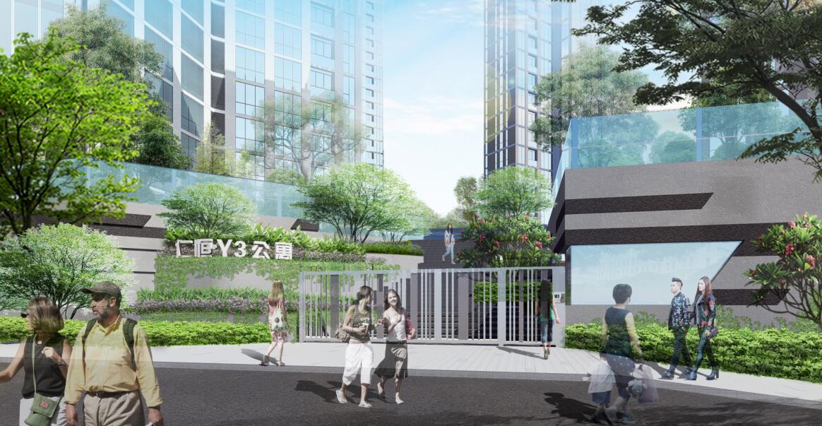[广东]深圳现代风格高端住宅景观概念设计-次入口效果图