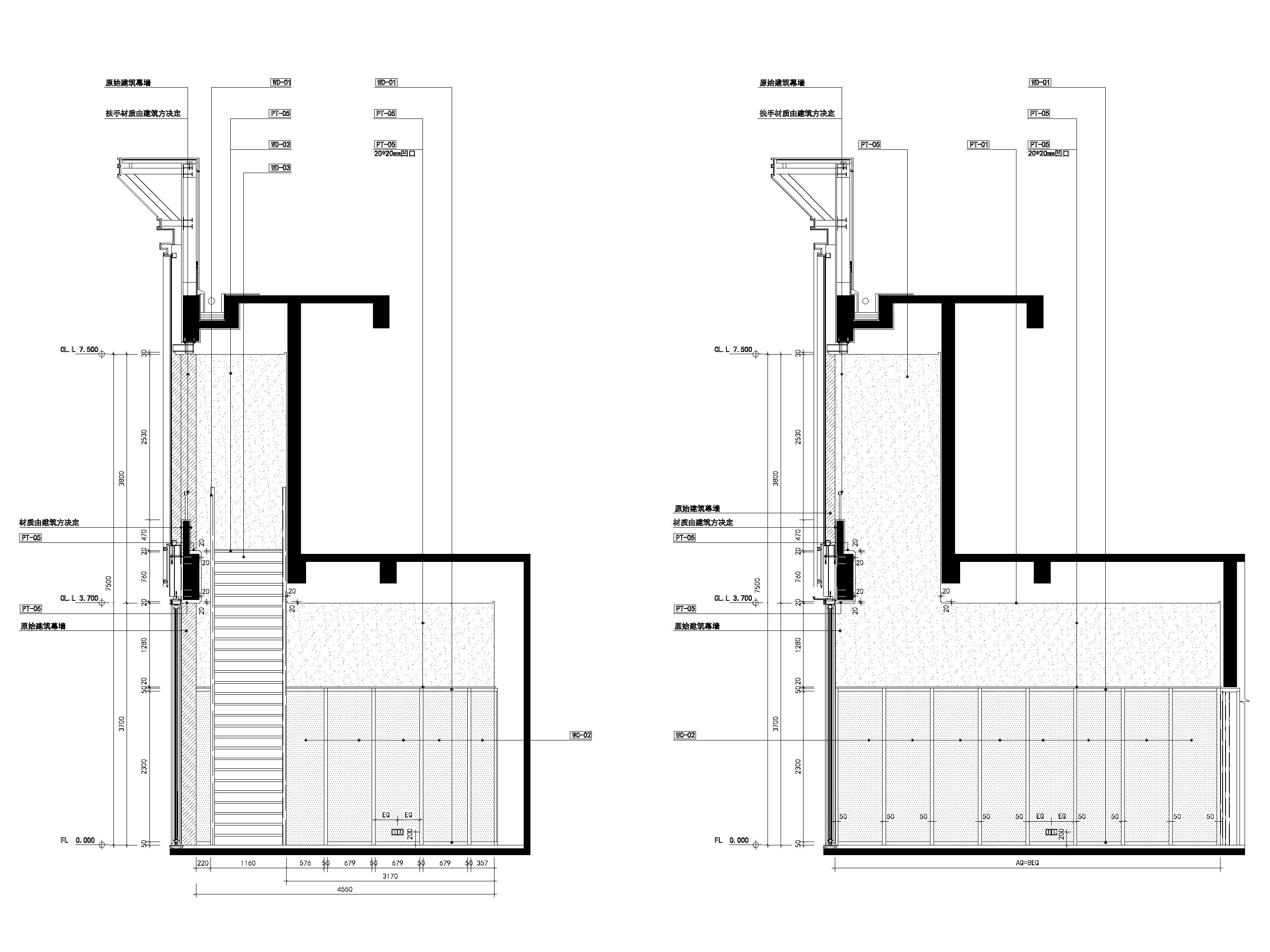 [浙江]宁波674㎡现代售楼部室内设计施工图-样板房带看廊道立面图