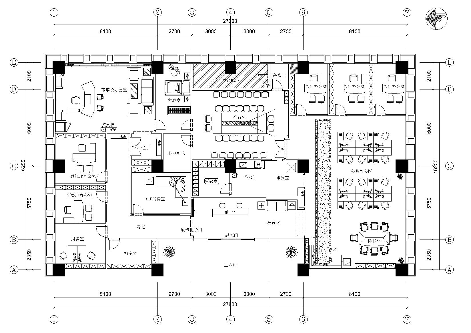 [四川]成都某建筑工程公司办公空间施工图-平面布置图11