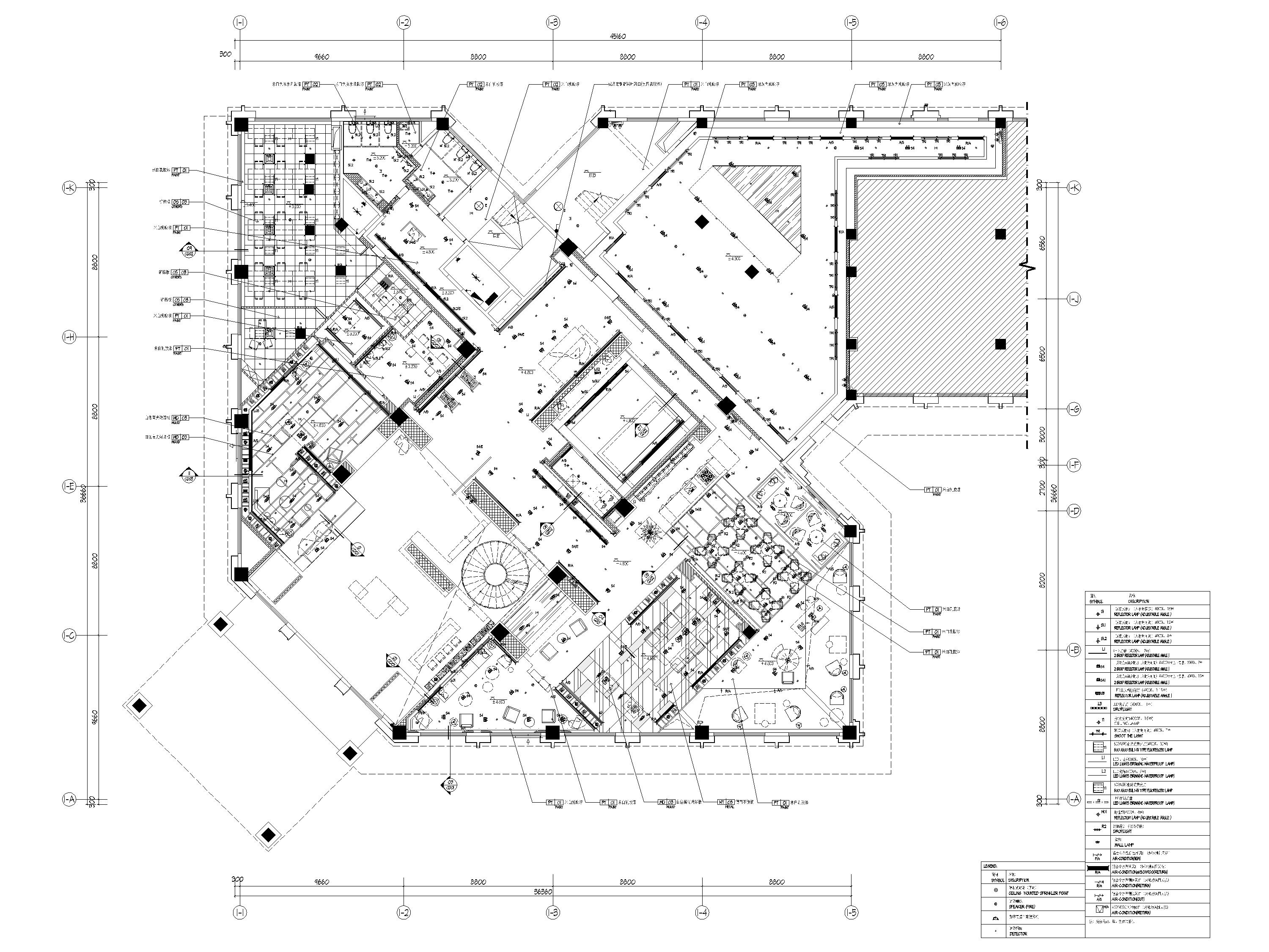 ​[西安]现代售楼处装修设计施工图+效果图-沣东售楼处一层天花布置图