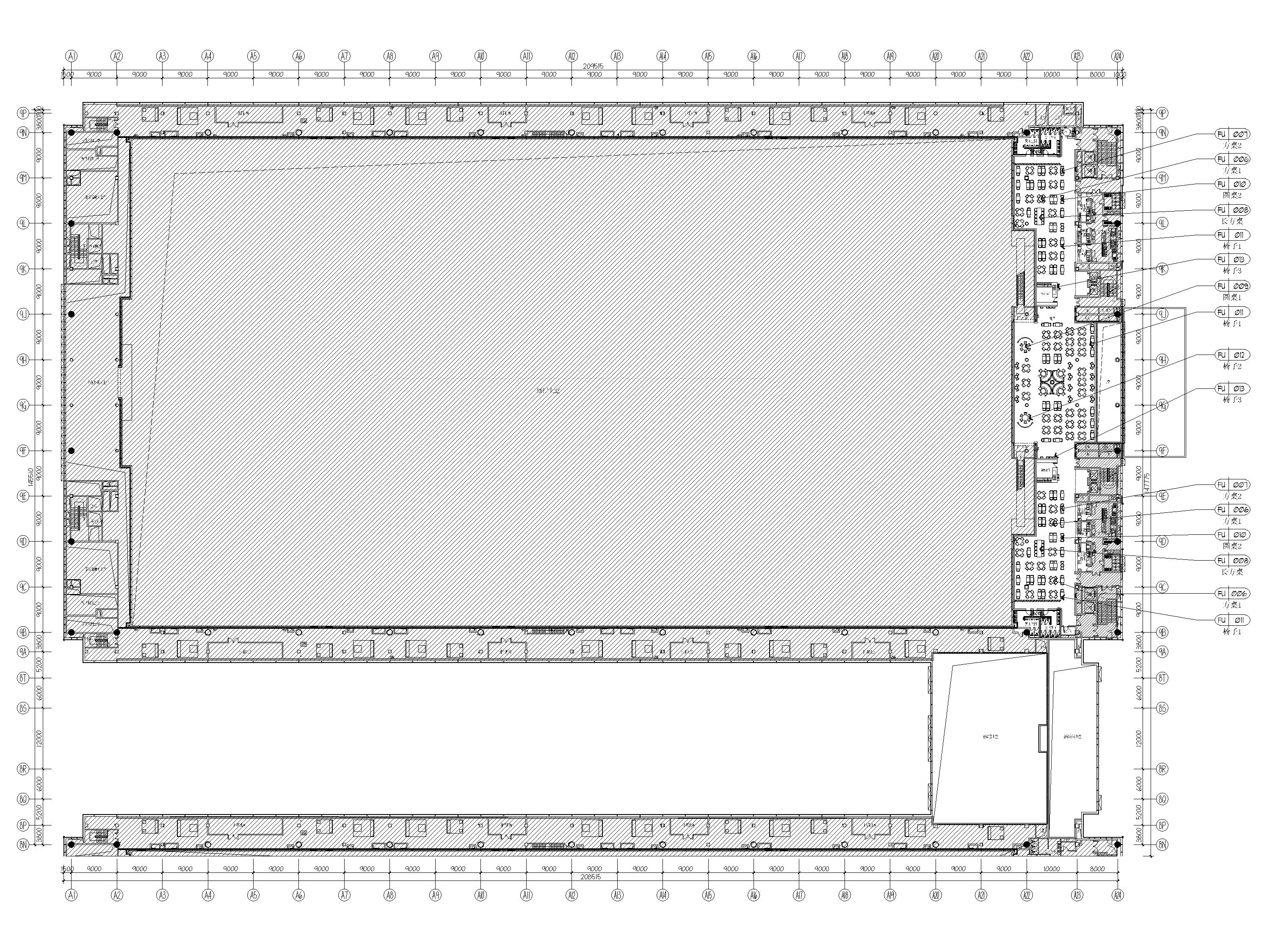 [广东]深圳国际会展中心A9展厅精装扩初图-A9标准展厅三层平面布置图