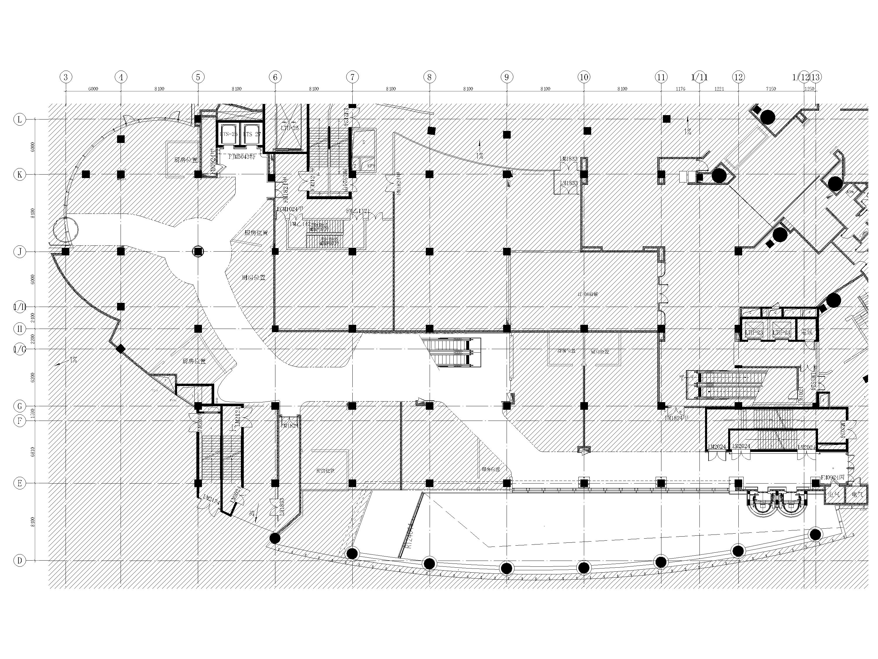 [福州]大型商场设计室内装修施工图+SU模型-一层总平面家具配置平面图