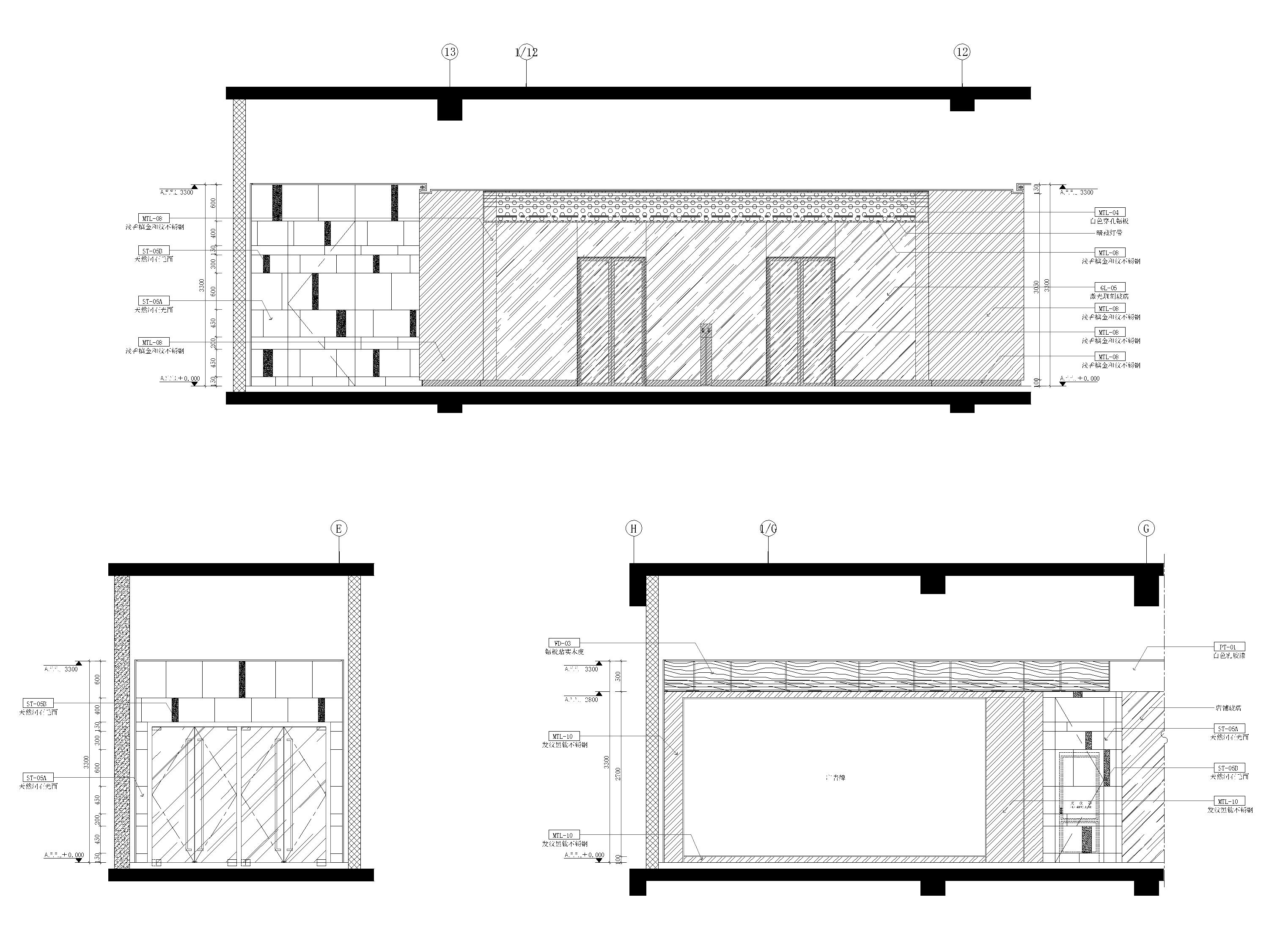 [福州]大型商场设计室内装修施工图+SU模型-一层立面图3