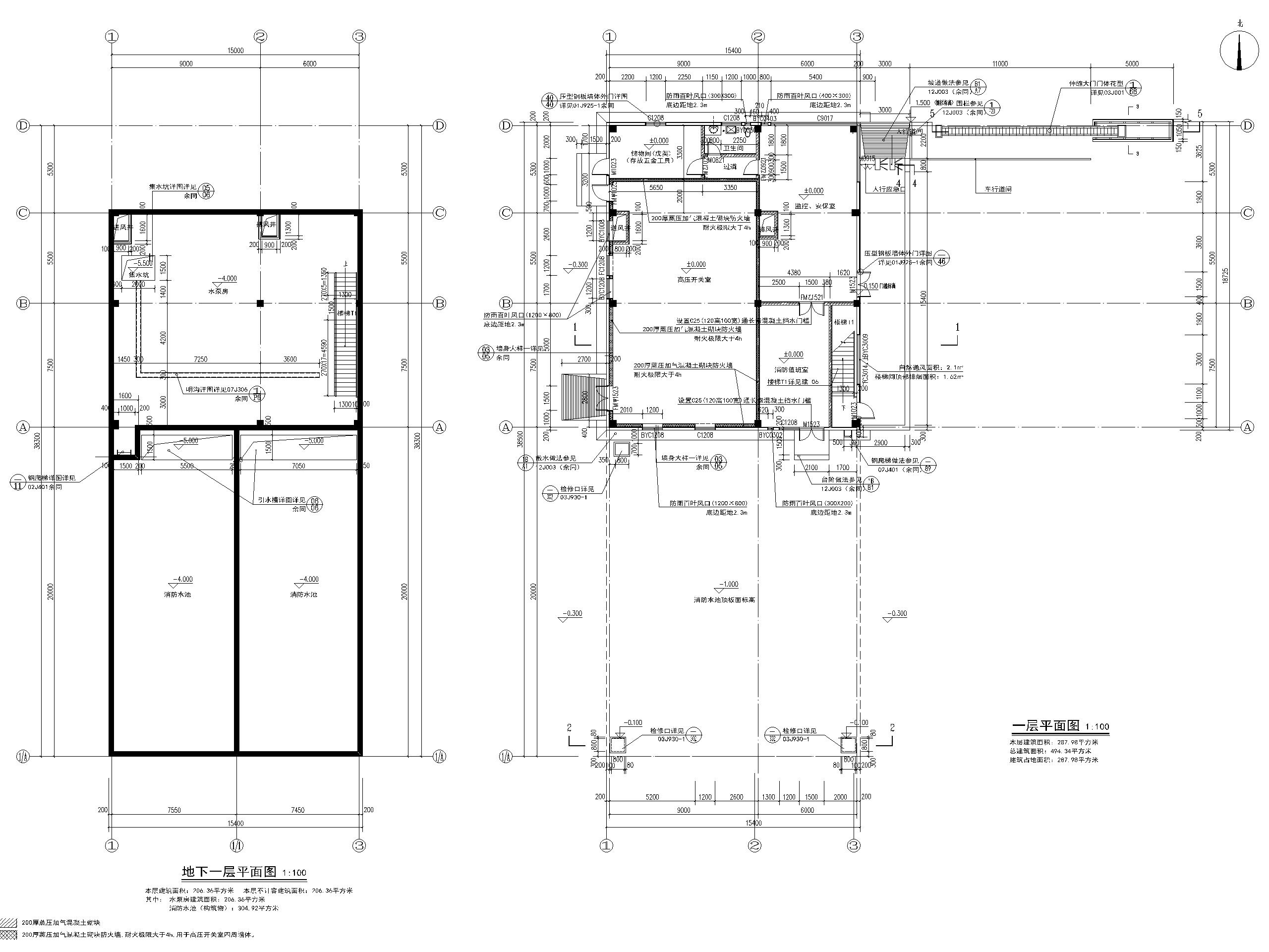 物流中心门卫室建筑施工图2015-平面图