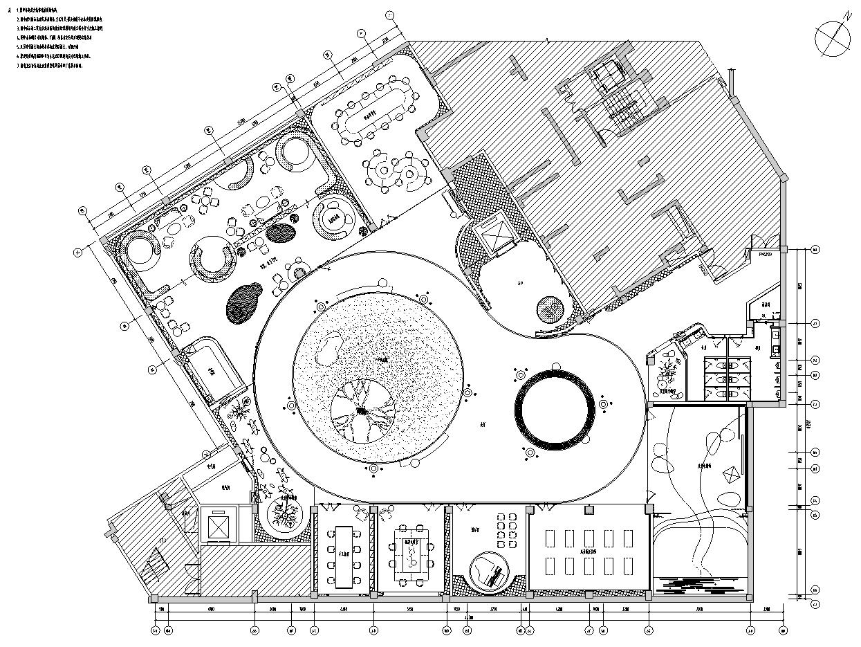 1000㎡厦门建发·央著销售中心会所CAD施工图-01 平面平面图