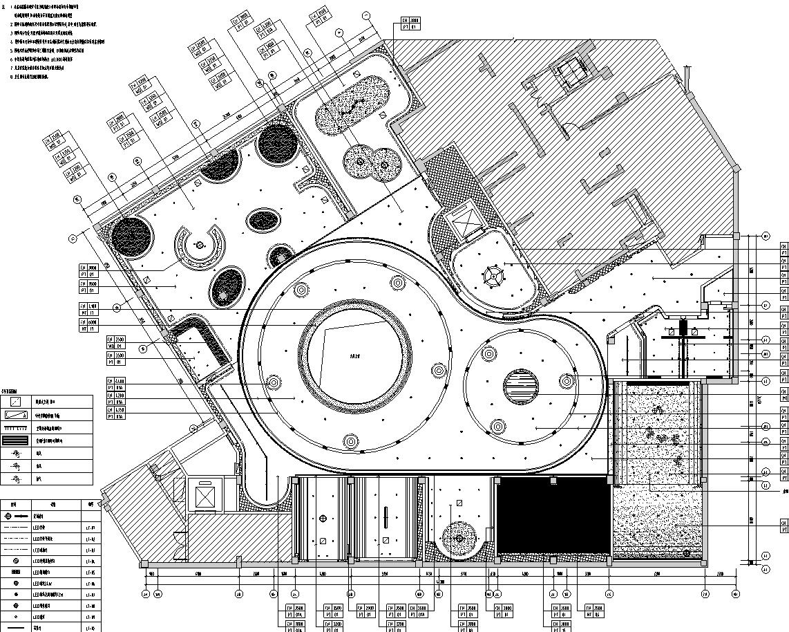 1000㎡厦门建发·央著销售中心会所CAD施工图-天花布置图
