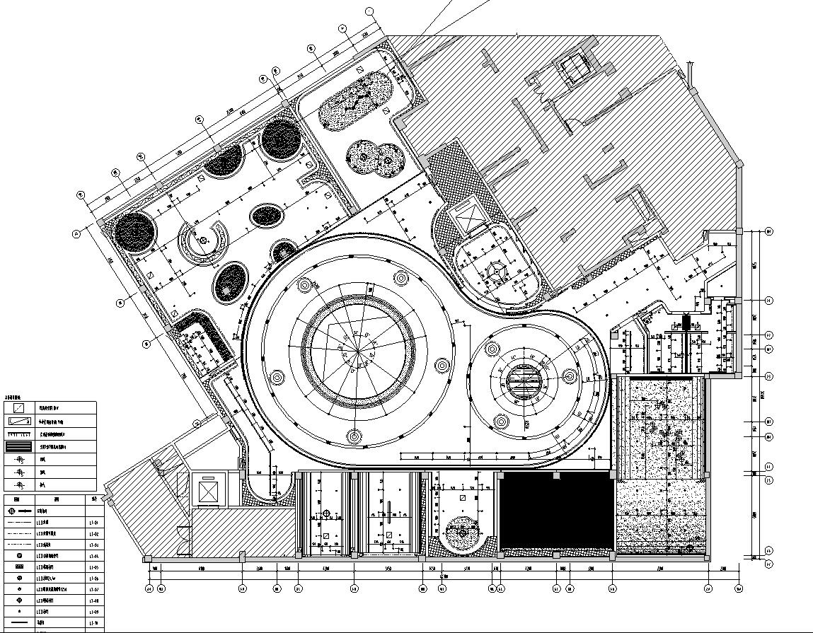 1000㎡厦门建发·央著销售中心会所CAD施工图-天花灯具定位图