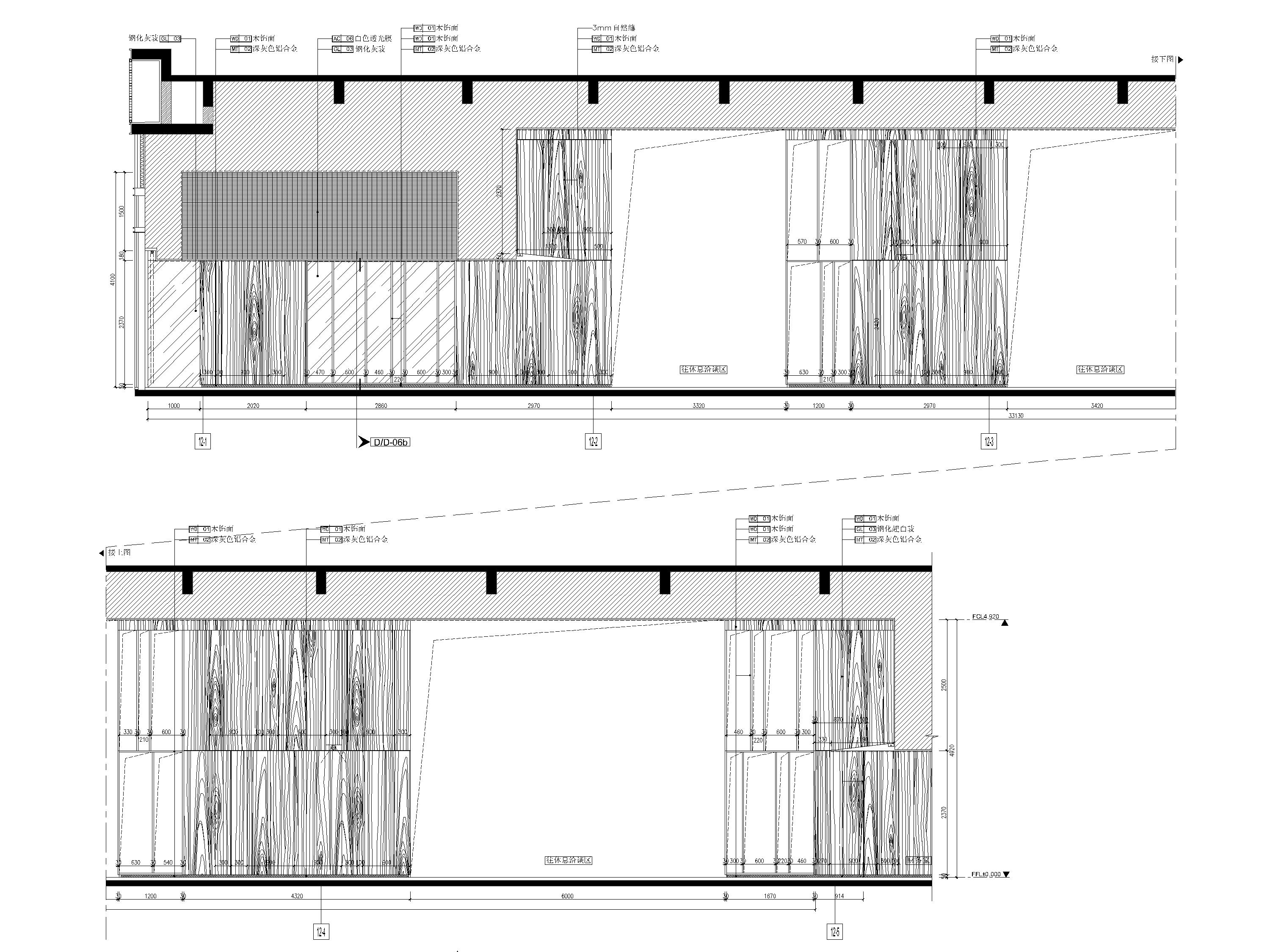 [广东]909㎡现代售楼部装修设计项目施工图-公共空间立面图3