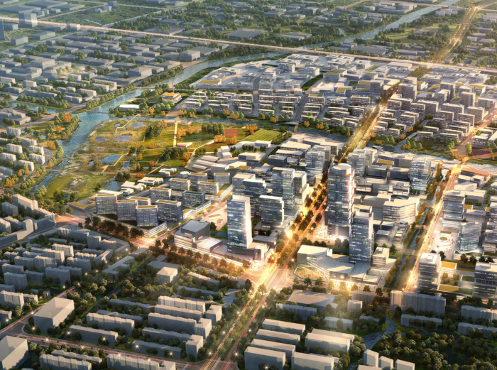 上海青浦河口地区城市设计规划_知名事务所-鸟瞰图