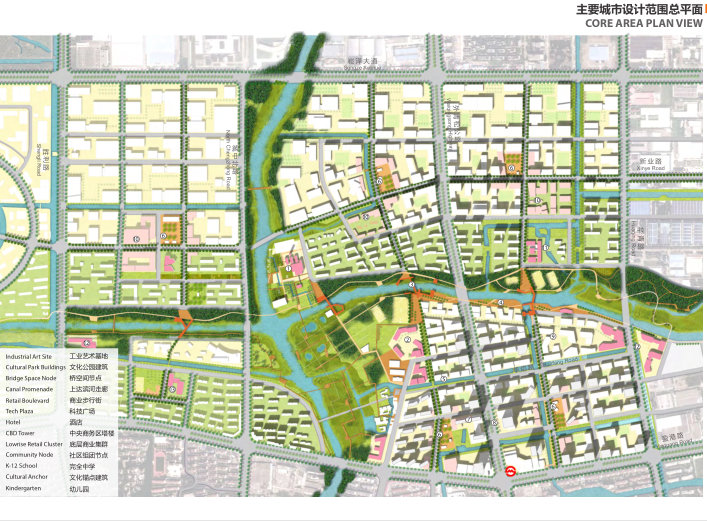 上海青浦河口地区城市设计规划_知名事务所-主要城市设计范围总平面