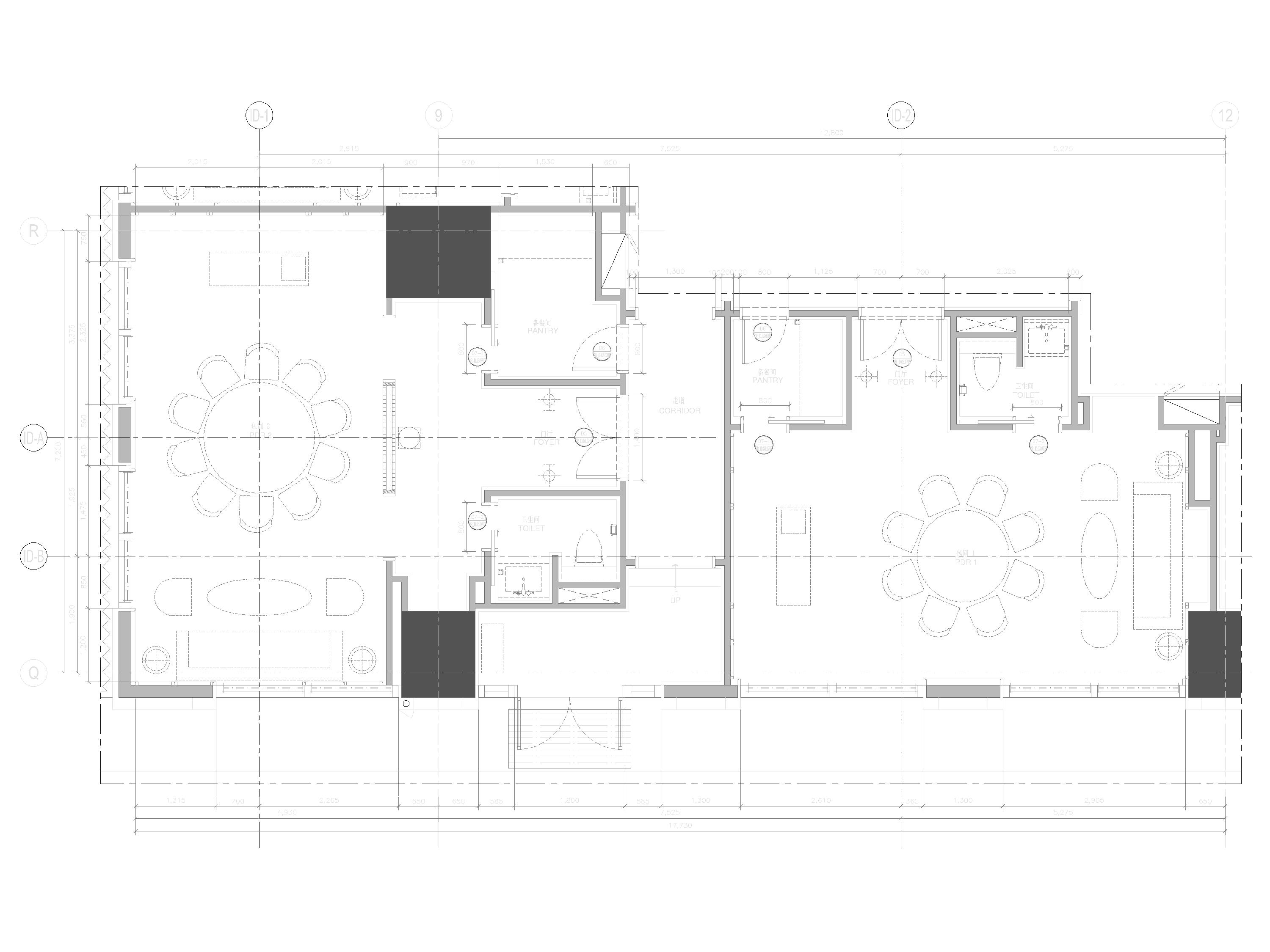 [广州]岭南中餐厅室内装修设计施工图-中餐厅包房门表平面图
