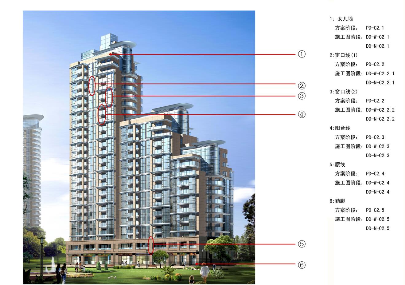 [上海]现代风格滨河高层住宅墙身节点设计