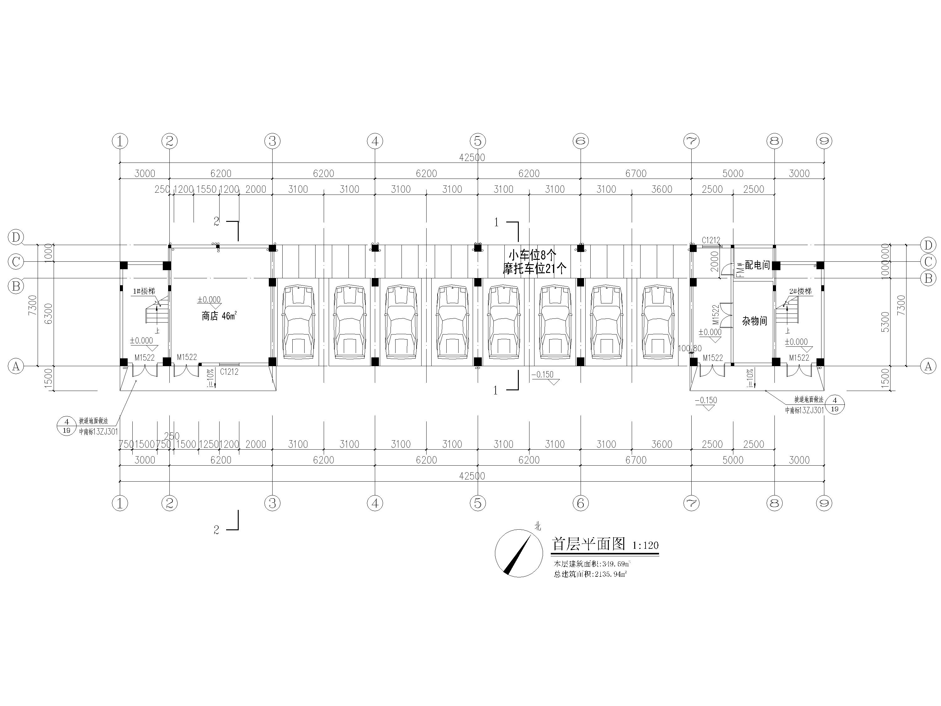 [江门]5层框架结构宿舍楼毕业设计2018-建筑平面图