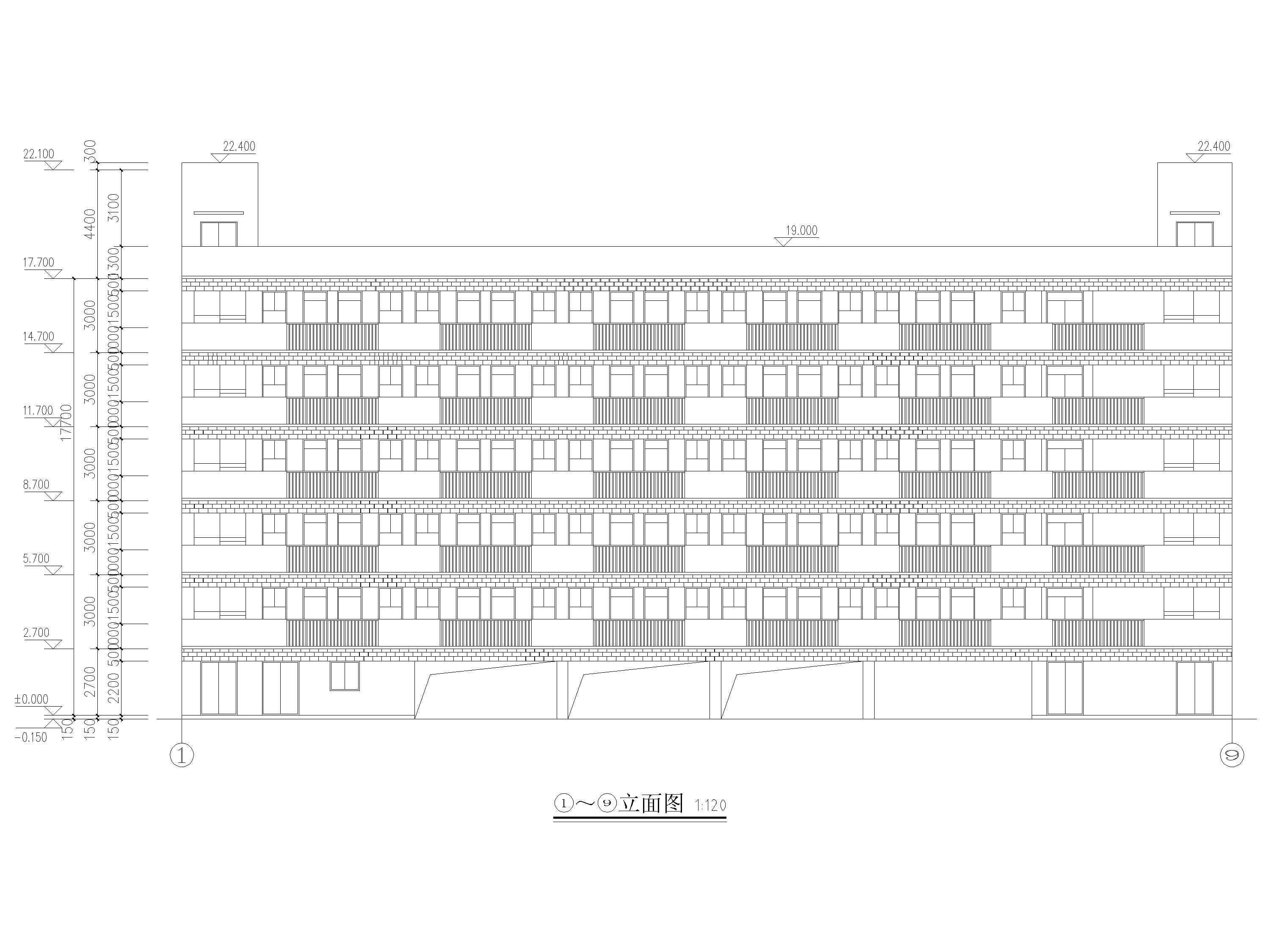 [江门]5层框架结构宿舍楼毕业设计2018-建筑立面图
