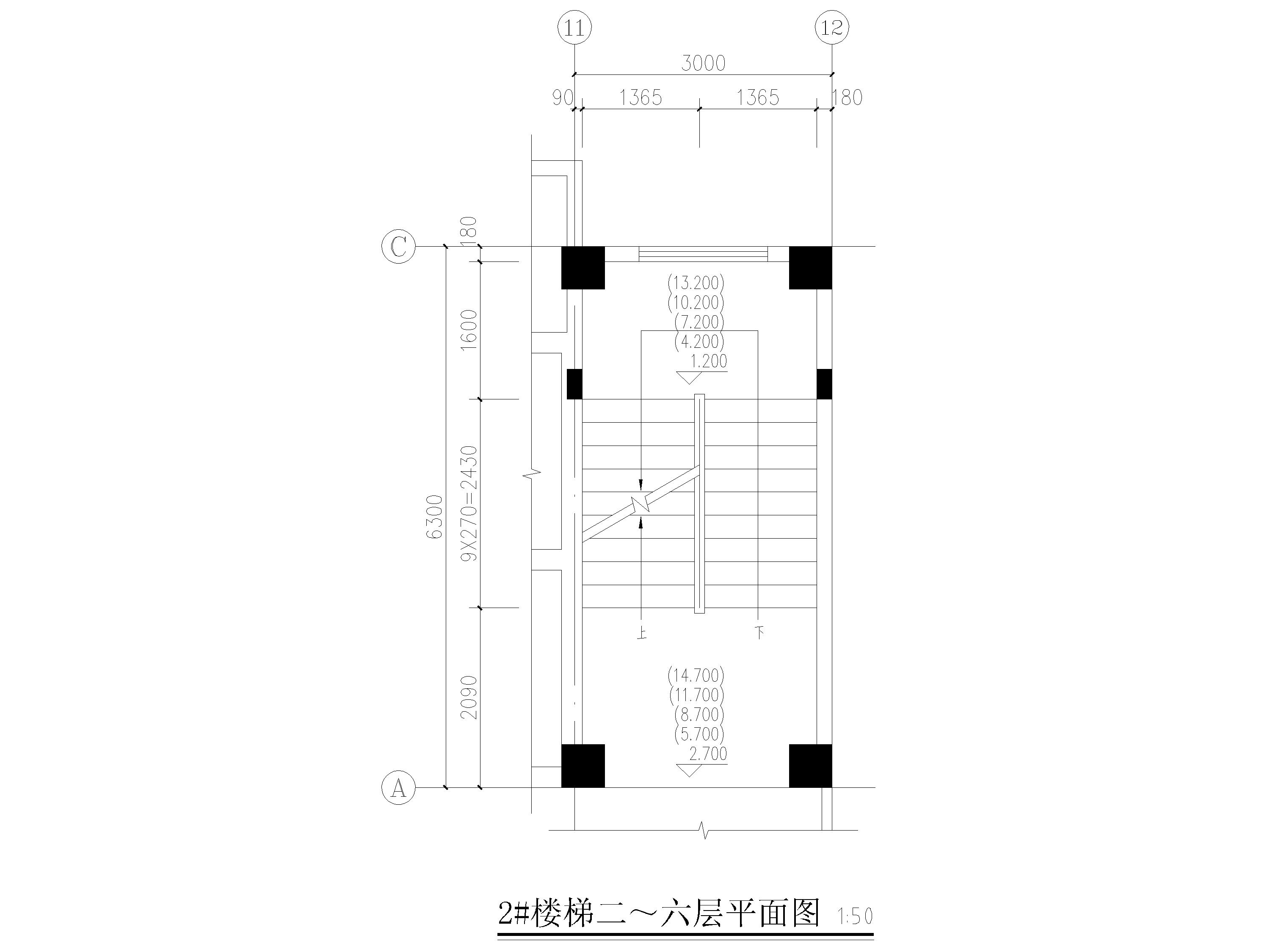 [江门]5层框架结构宿舍楼毕业设计2018-楼梯平面图