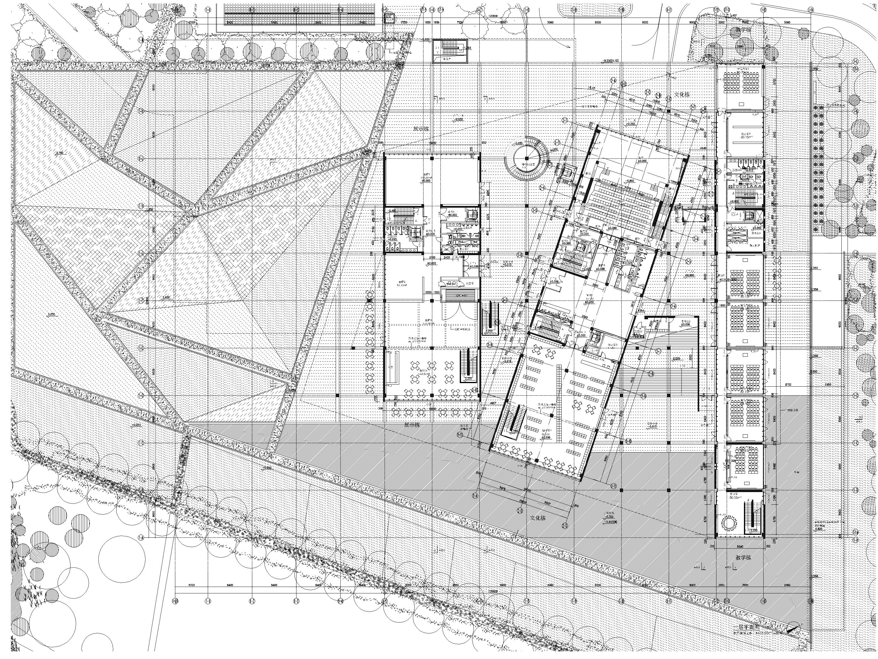 [杭州]良渚文化艺术中心建筑方案设计施工图-一层平面图