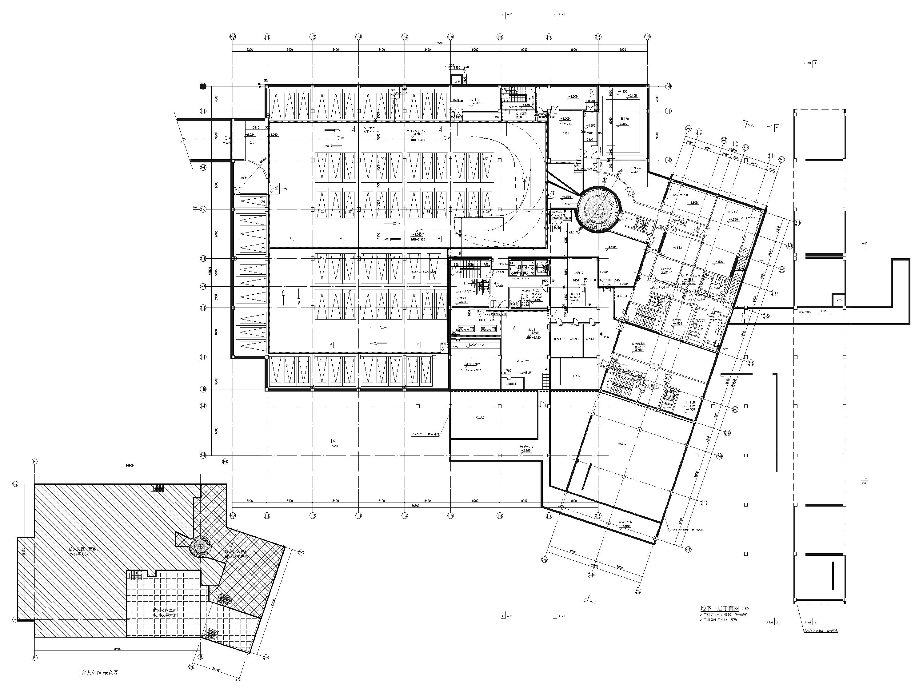 [杭州]良渚文化艺术中心建筑方案设计施工图-负一层平面图