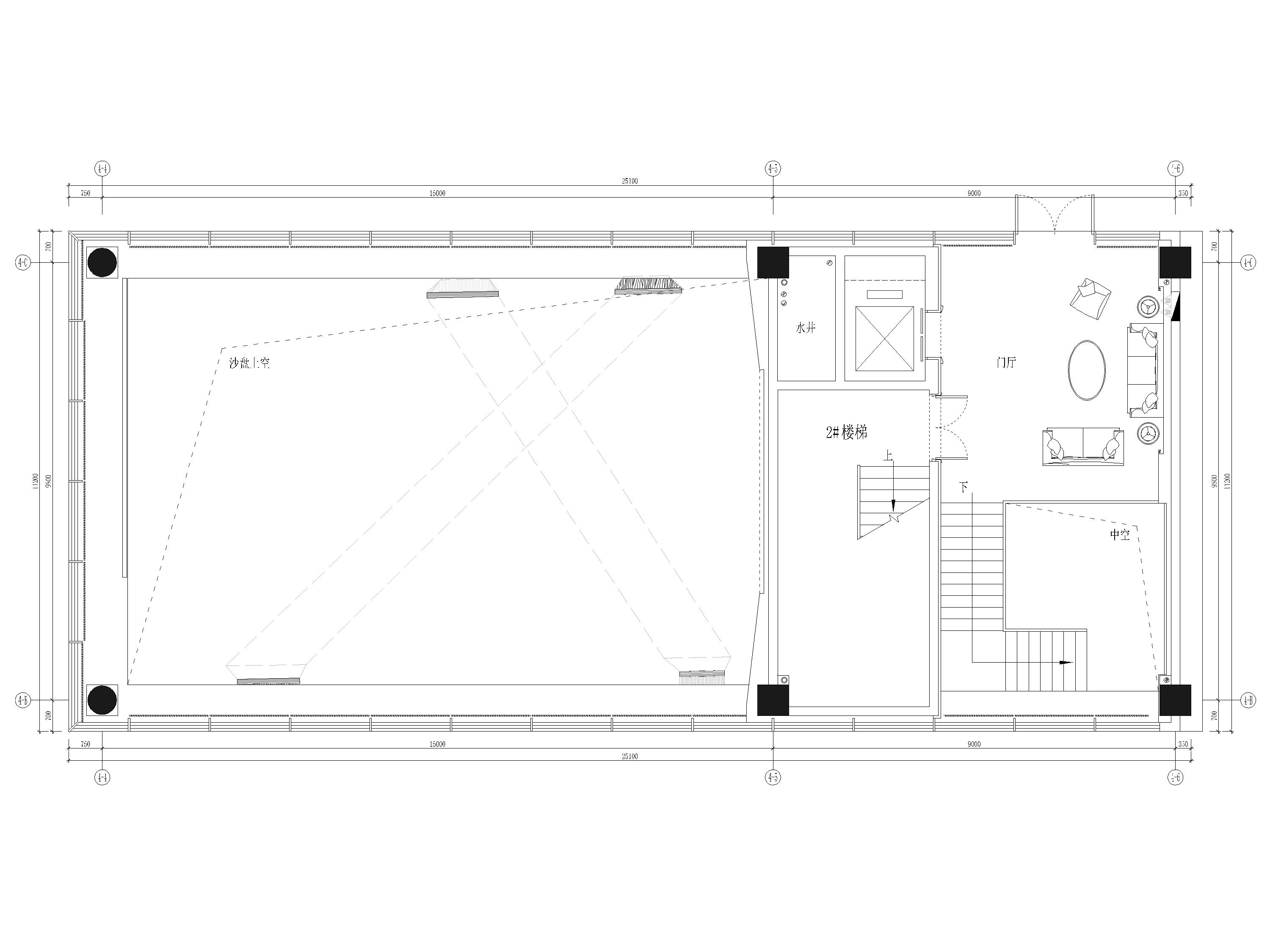 [昆明]2750㎡现代售楼中心室内装修施工图-二层平面布置图