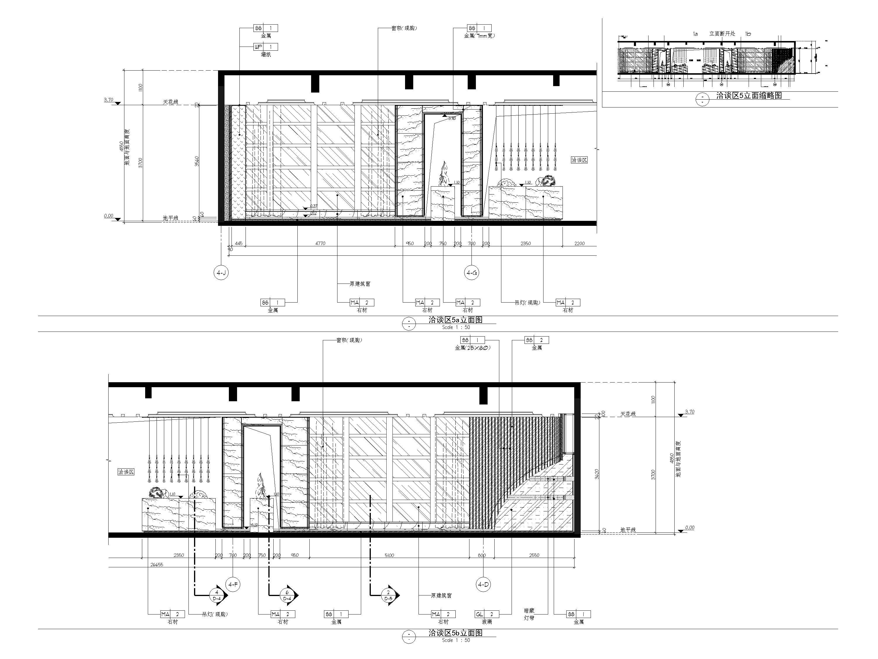 [广州]南沙珠江湾售楼处室内装修设计施工图-洽谈区立面图