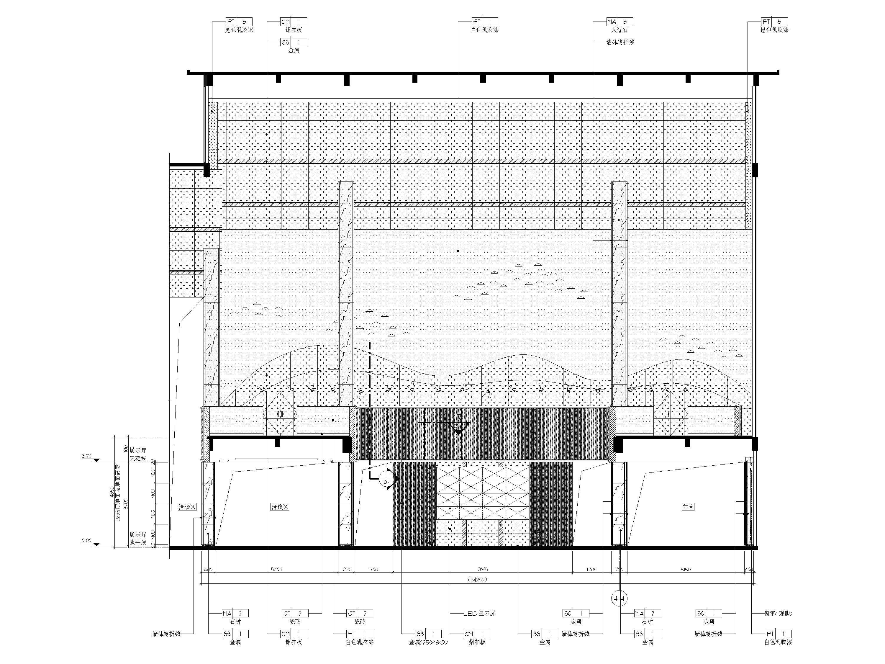 [广州]南沙珠江湾售楼处室内装修设计施工图-展示厅立面图