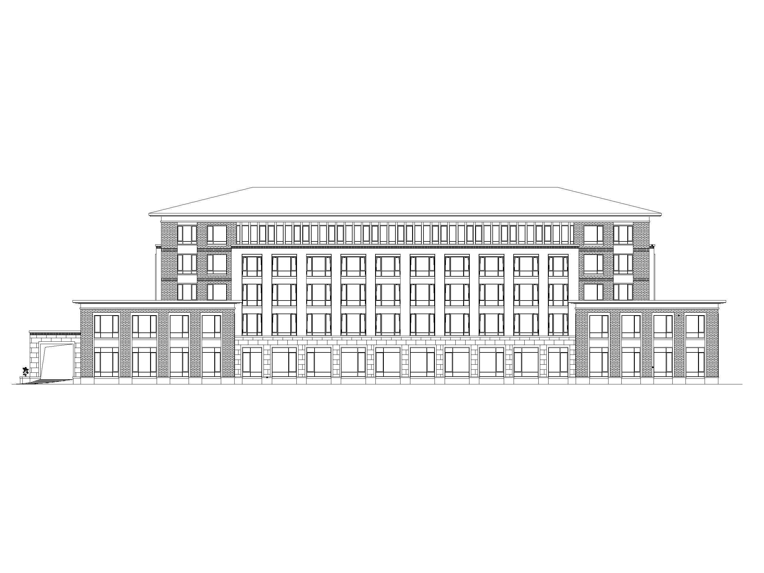 [山东]高密现代中式五层酒店建筑方案图CAD