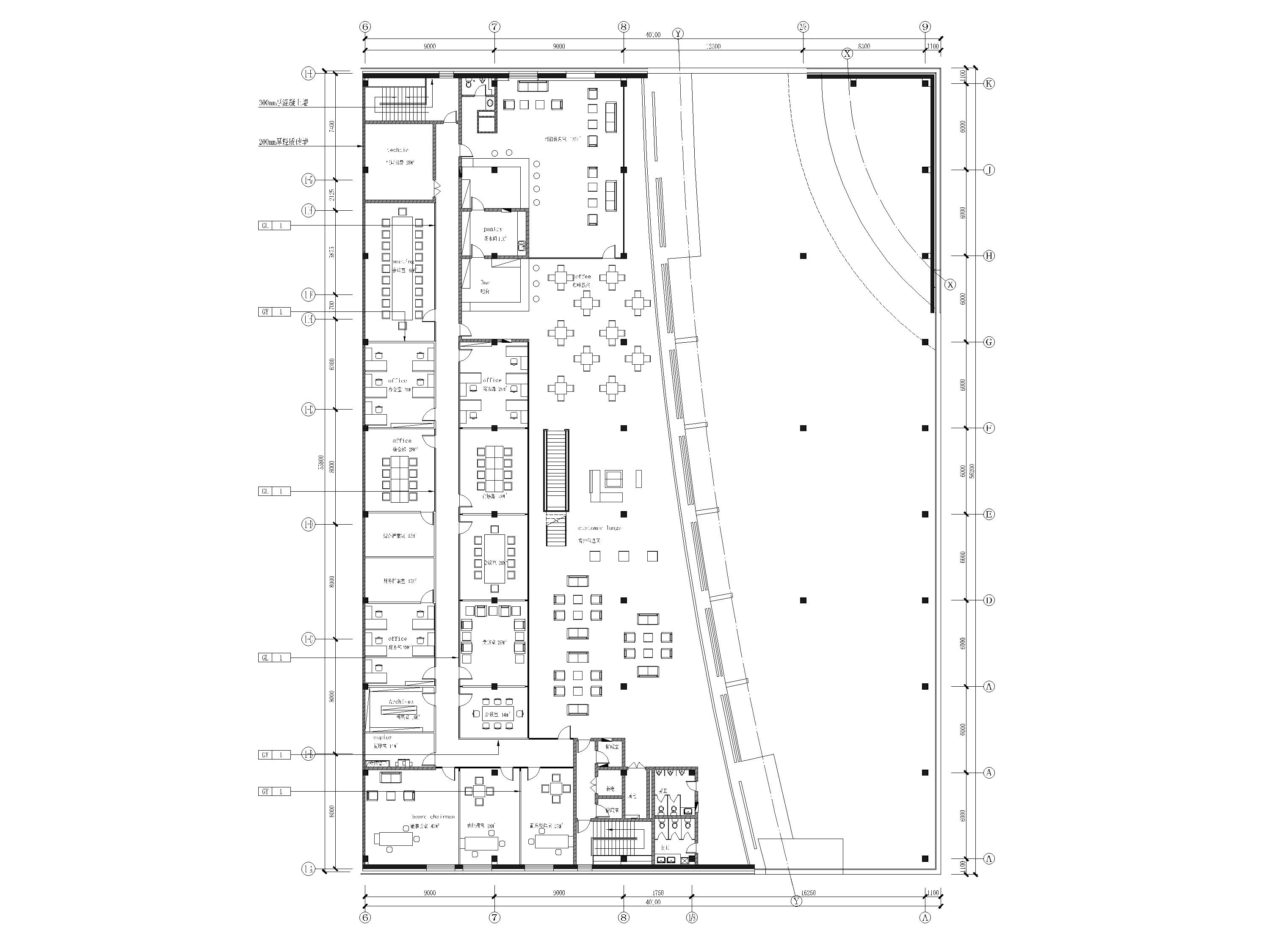4000㎡奥迪汽车展厅4S店室内装修设计施工图-二层平面布置图