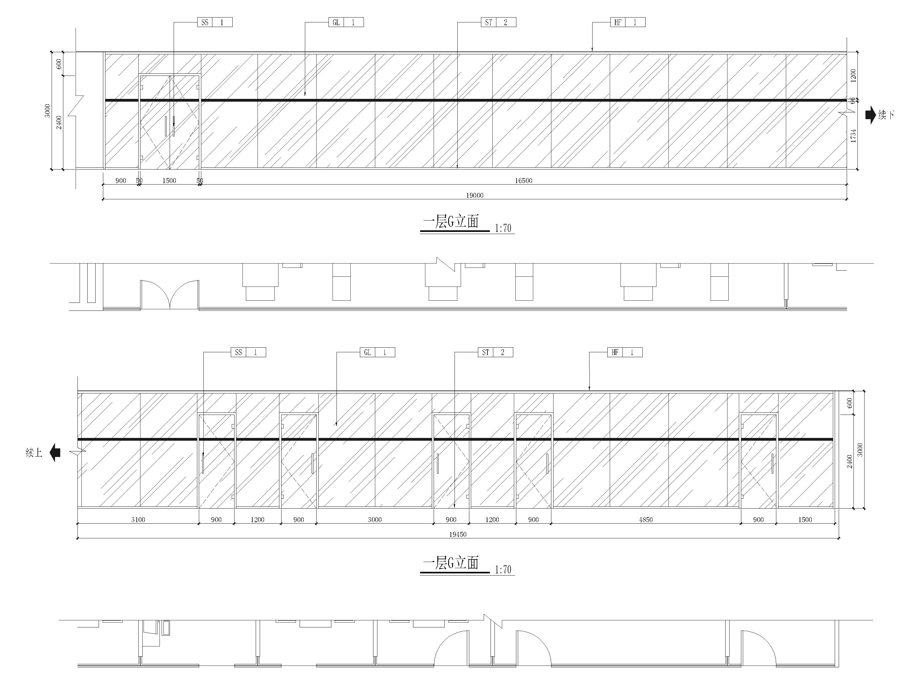 4000㎡奥迪汽车展厅4S店室内装修设计施工图-一层立面图2