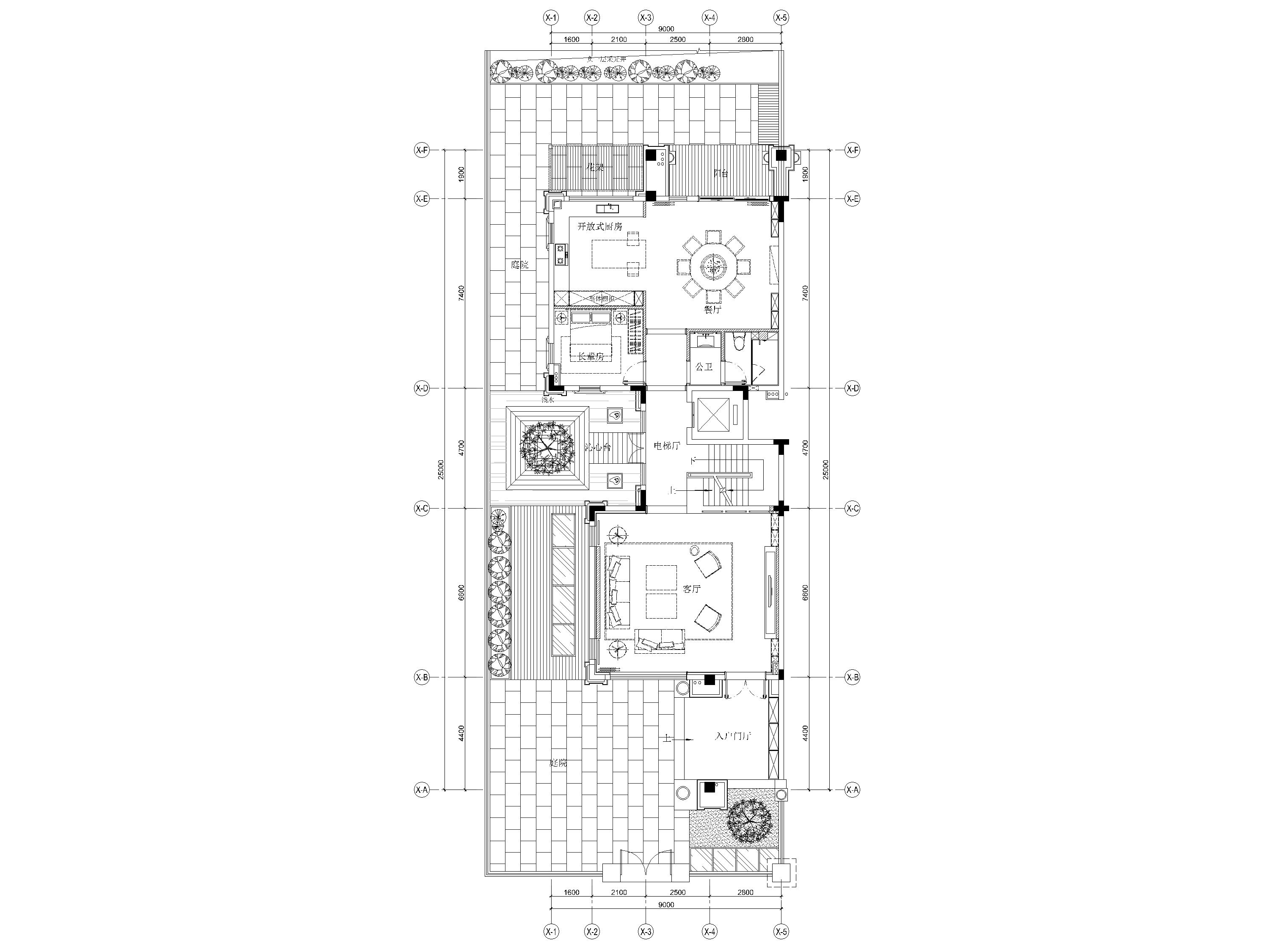 [佛山]800㎡四层五居别墅样板房装修施工图