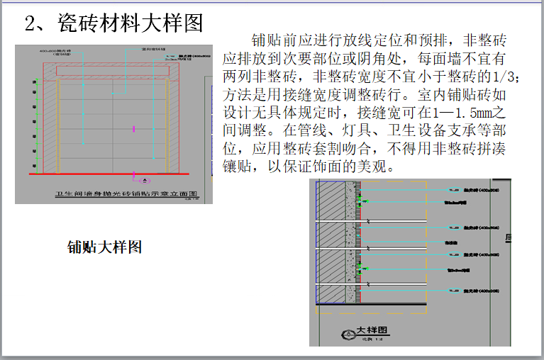 装修前各工作节点细化管理指引（67页）-瓷砖材料大样图