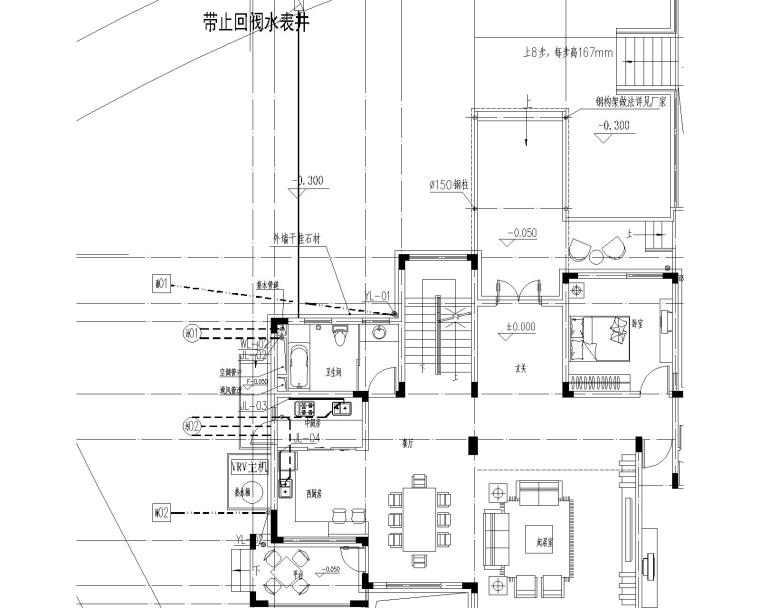 [上海]某别墅给排水施工图（含平面图、系统图及卫生间详图）