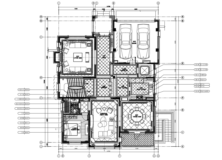 [北京]庄园别墅C82户型室内装修施工图设计