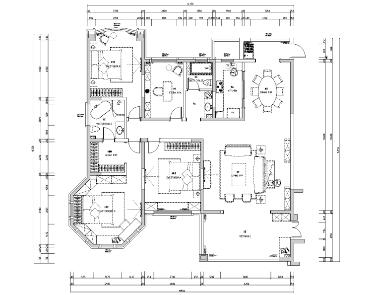 [湖南]张家港欧式风四室两厅住宅建筑方案设计